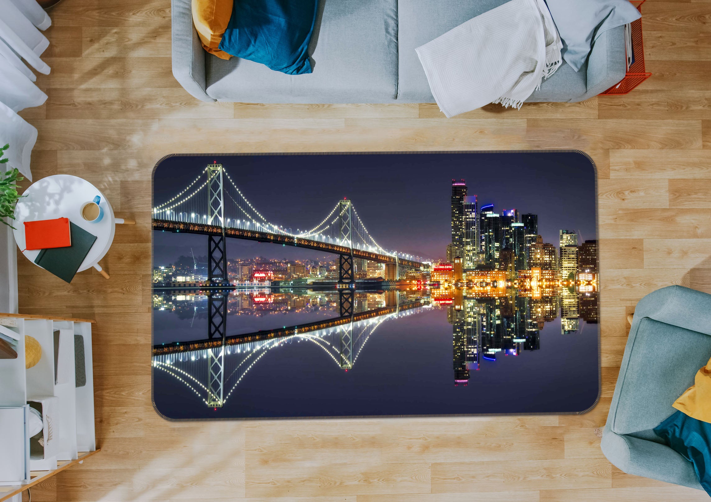 3D Bridge River 1169 Marco Carmassi Rug Non Slip Rug Mat