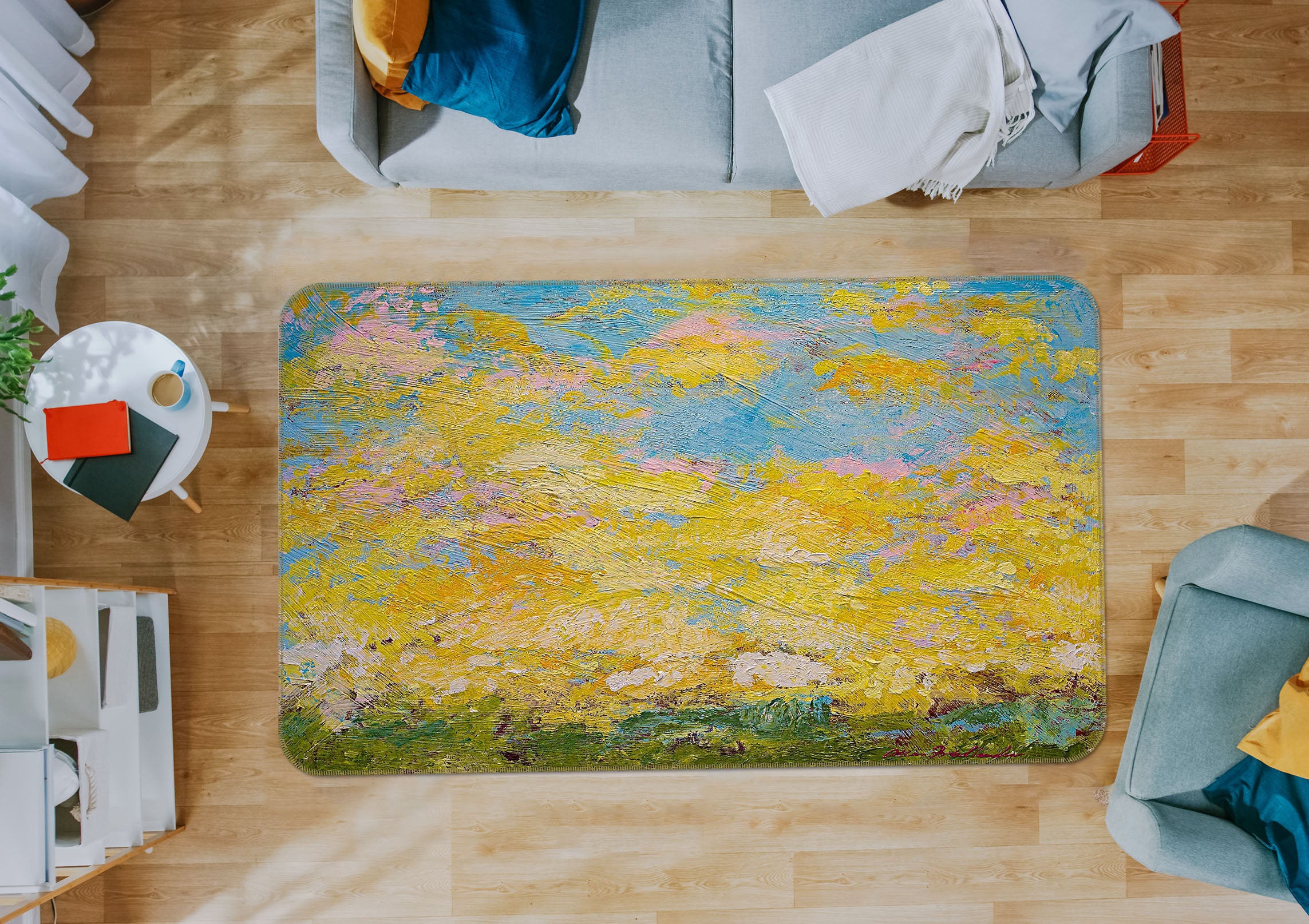 3D Golden Clouds 1058 Allan P. Friedlander Rug Non Slip Rug Mat