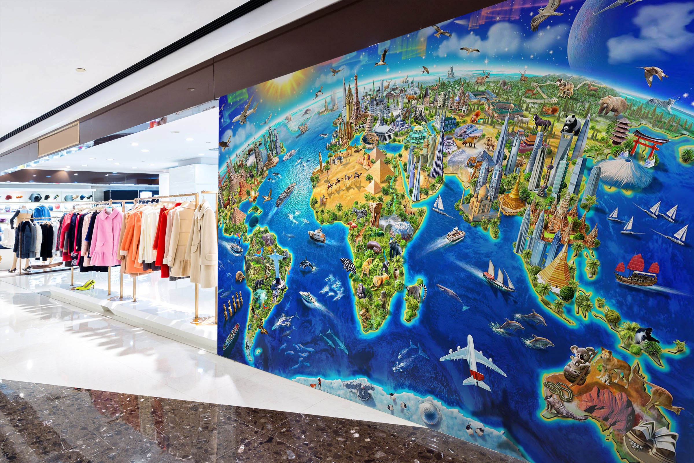 3D World Landmarks Globe 1421 Adrian Chesterman Wall Mural Wall Murals