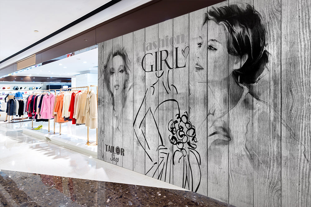 3D Sketch Girl 1600 Wall Murals