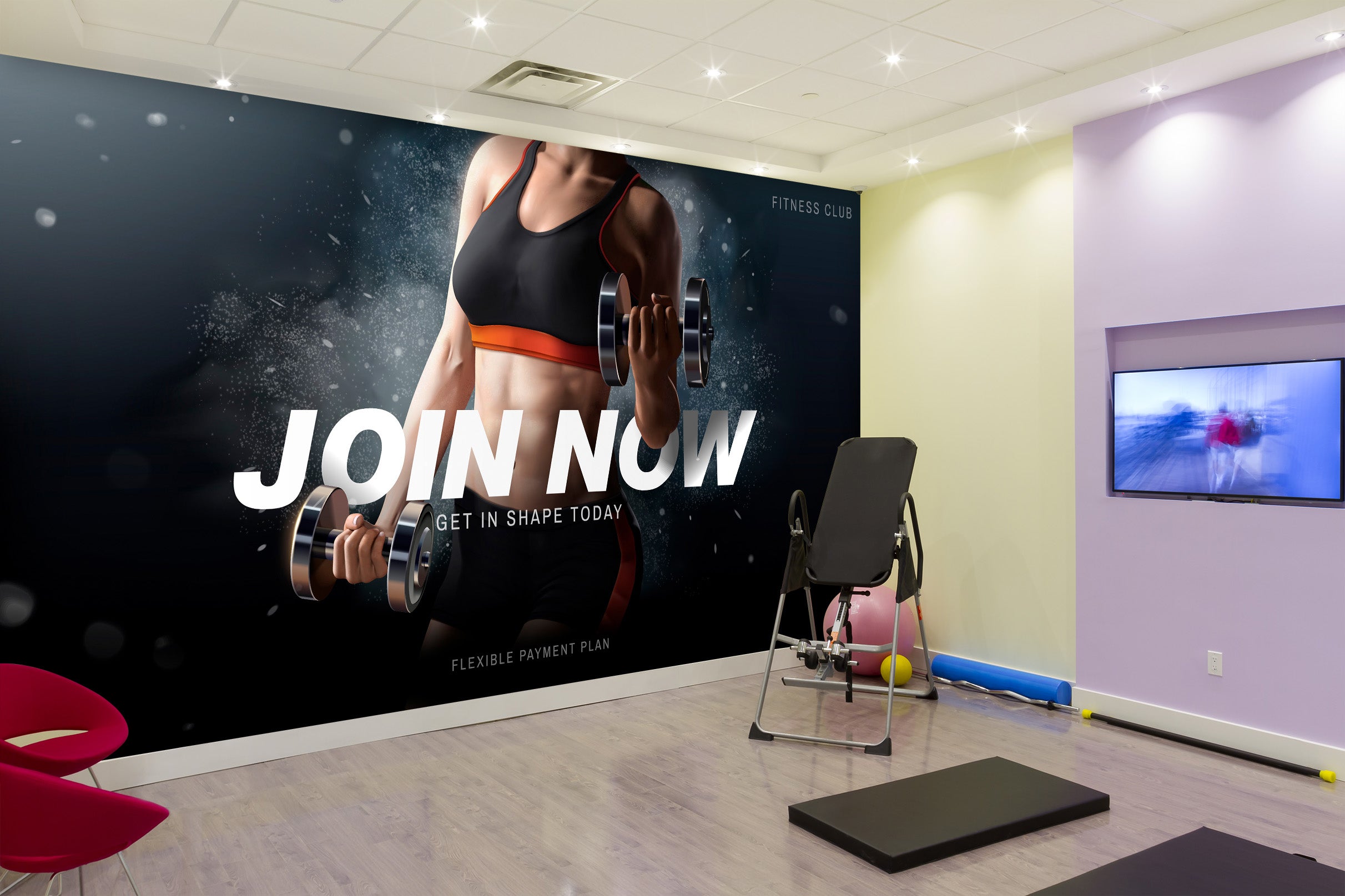 3D Girl Dumbbell 296 Wall Murals