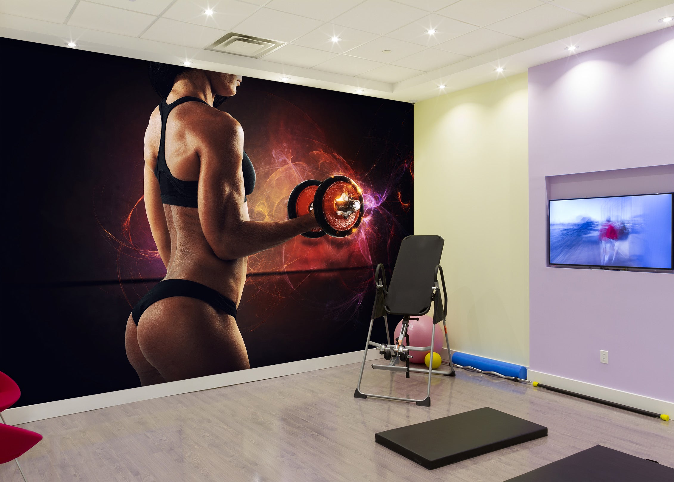 3D One-handed Dumbbell 042 Wall Murals Wallpaper AJ Wallpaper 2