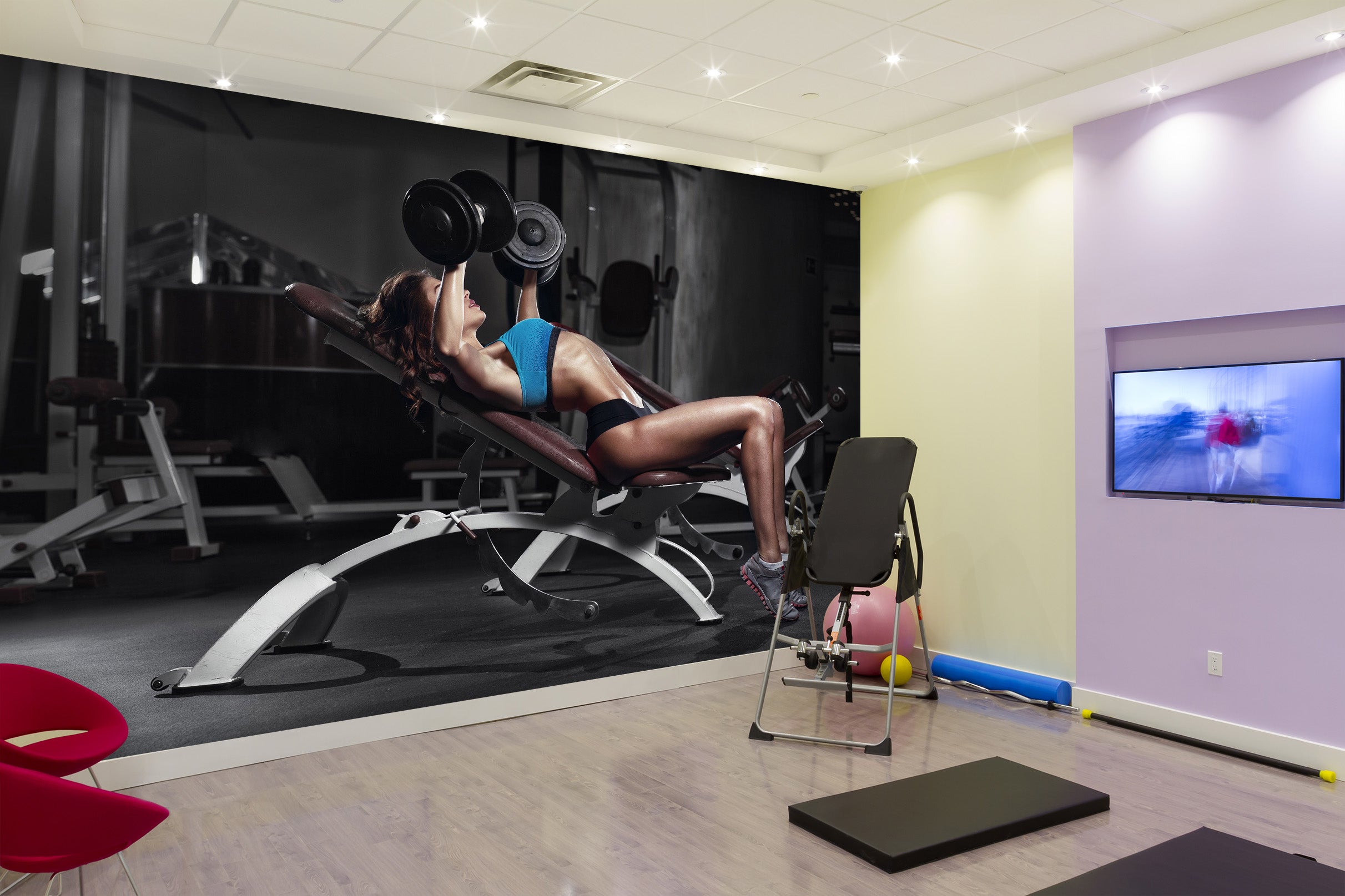 3D Girl Dumbbell 228 Wall Murals