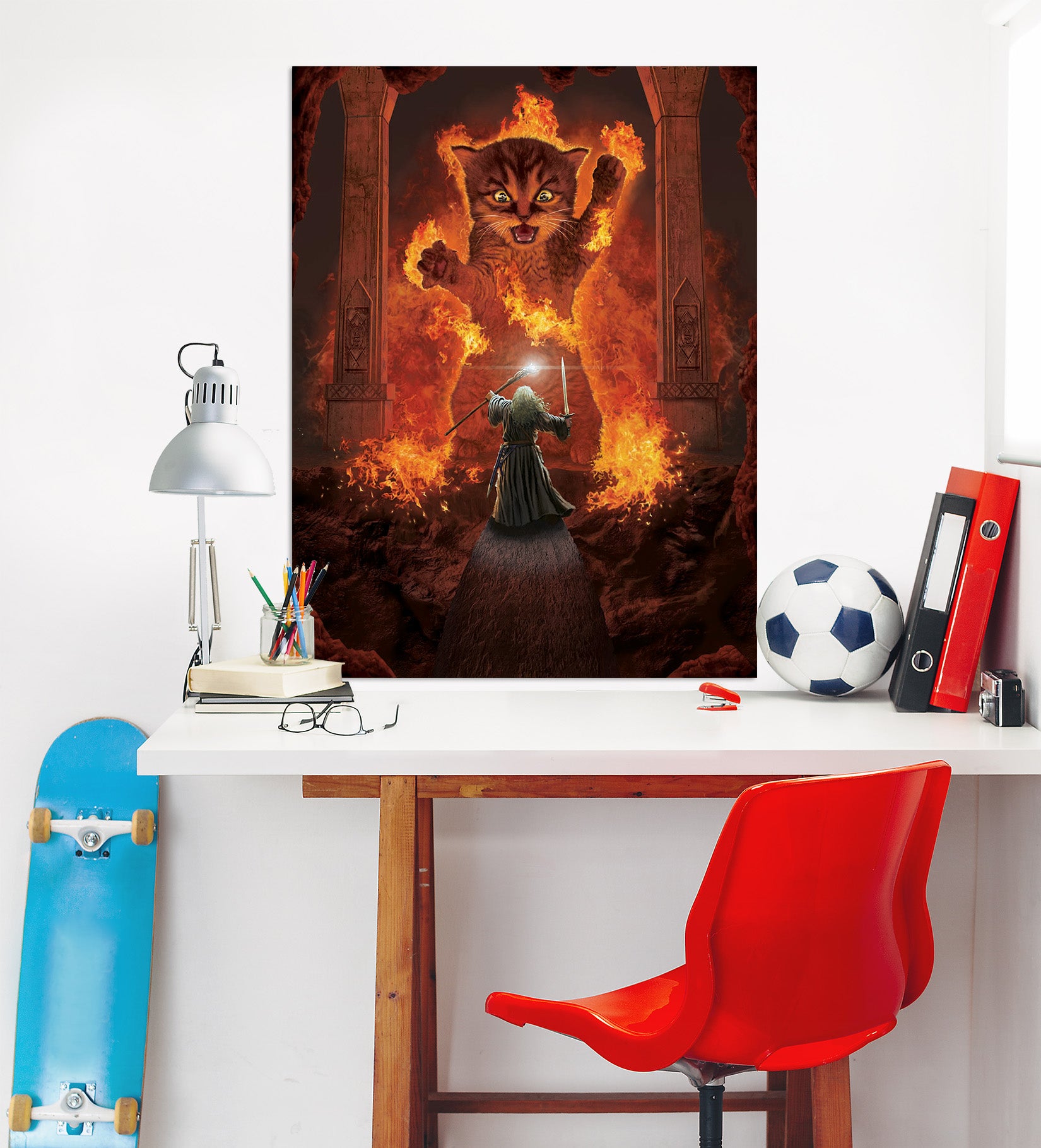 3D Fire Cat 097 Vincent Hie Wall Sticker