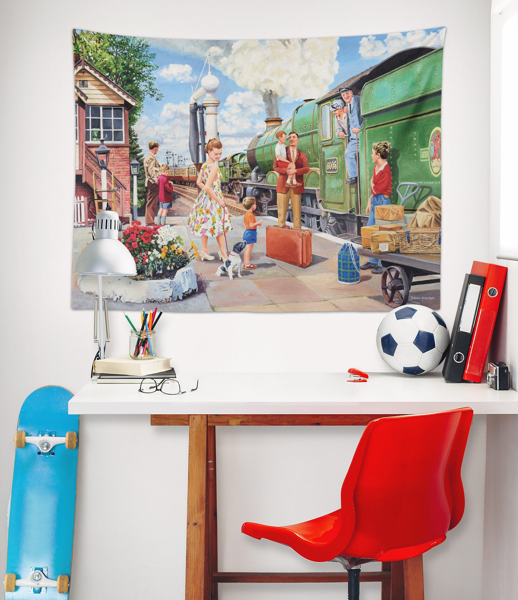 3D Green Train 11299 Trevor Mitchell Tapestry Hanging Cloth Hang