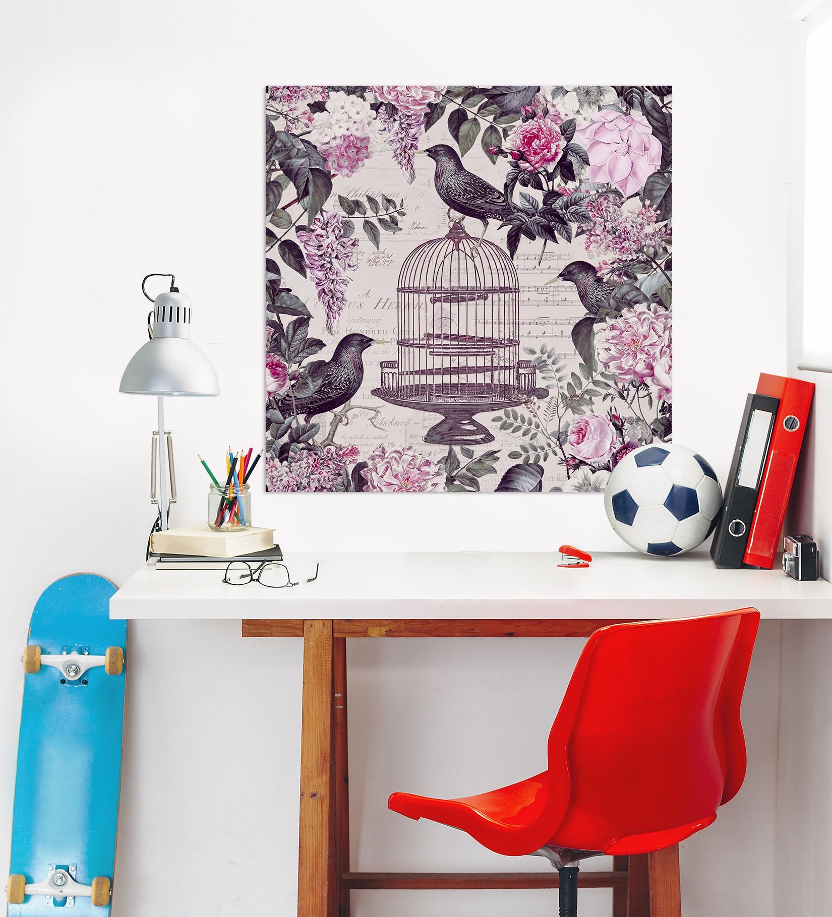 3D Birdcage And Flowers 048 Andrea haase Wall Sticker Wallpaper AJ Wallpaper 2