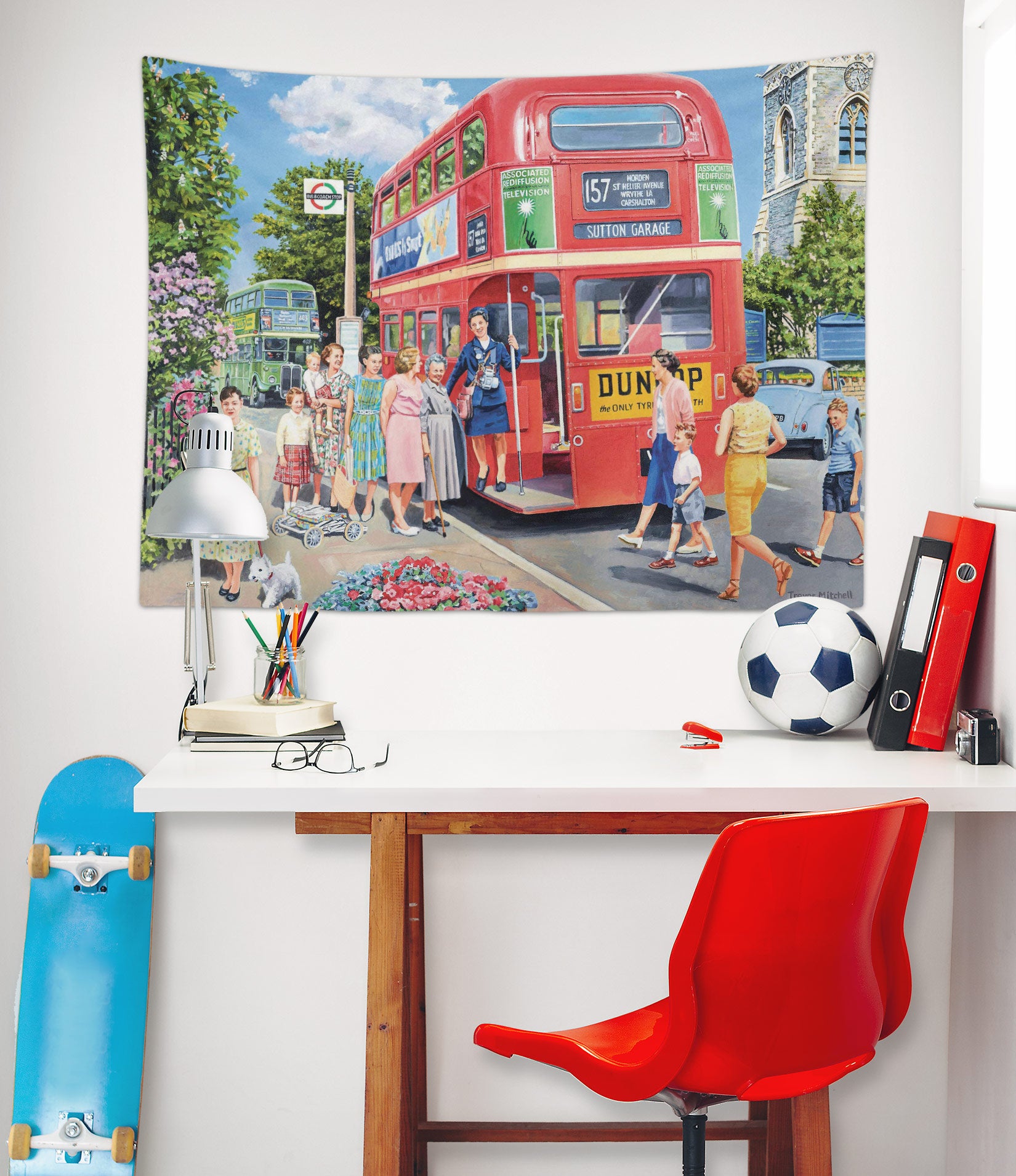 3D Red Double Decker Bus 11288 Trevor Mitchell Tapestry Hanging Cloth Hang