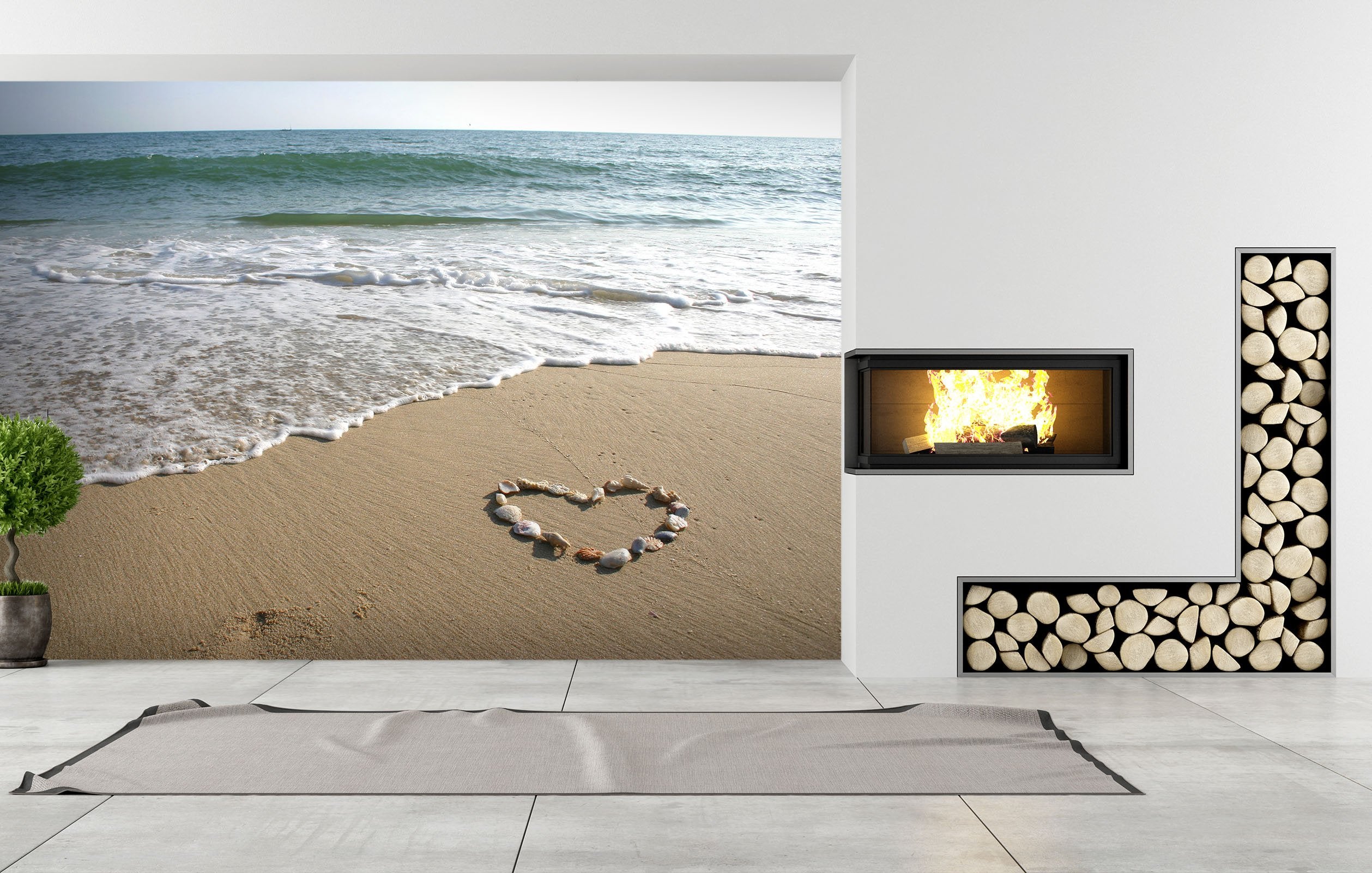 3D Beach Heart Type 140 Wall Murals Wallpaper AJ Wallpaper 2
