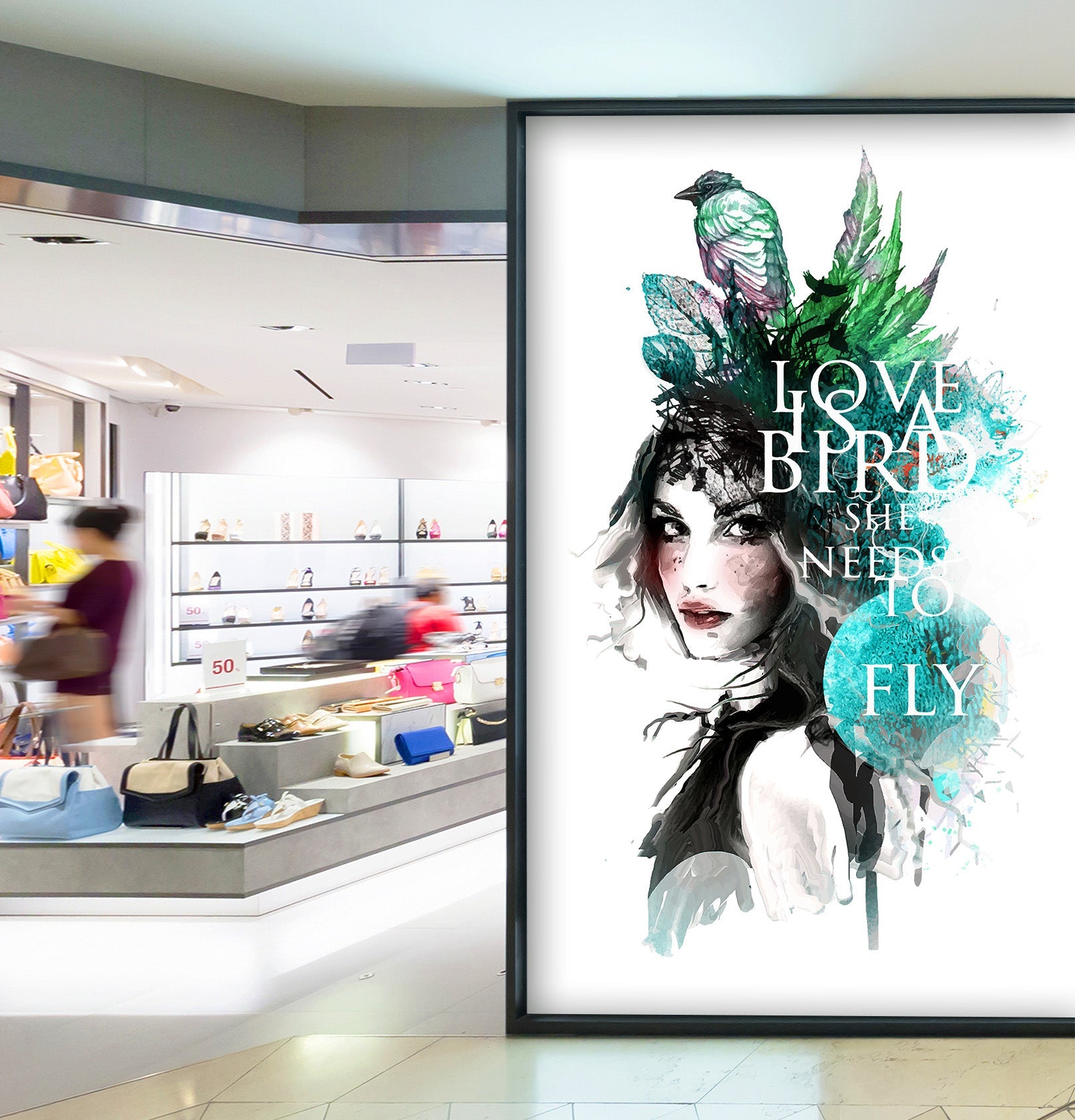 3D Green Bird Girl 148 Wall Murals Wallpaper AJ Wallpaper