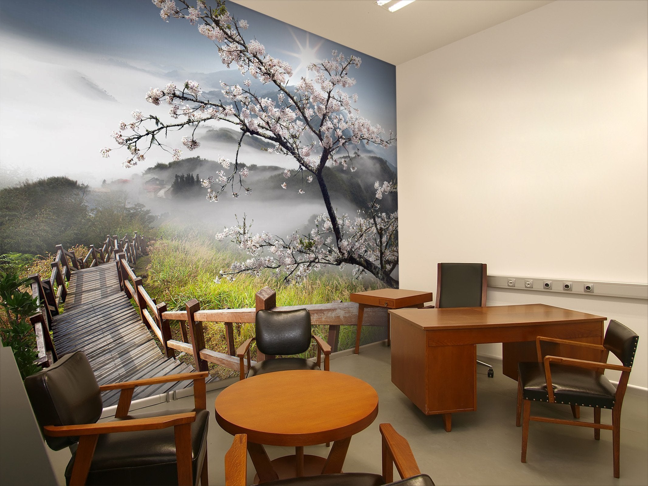 3D cherry blossom on the mountain 27 Wall Murals Wallpaper AJ Wallpaper