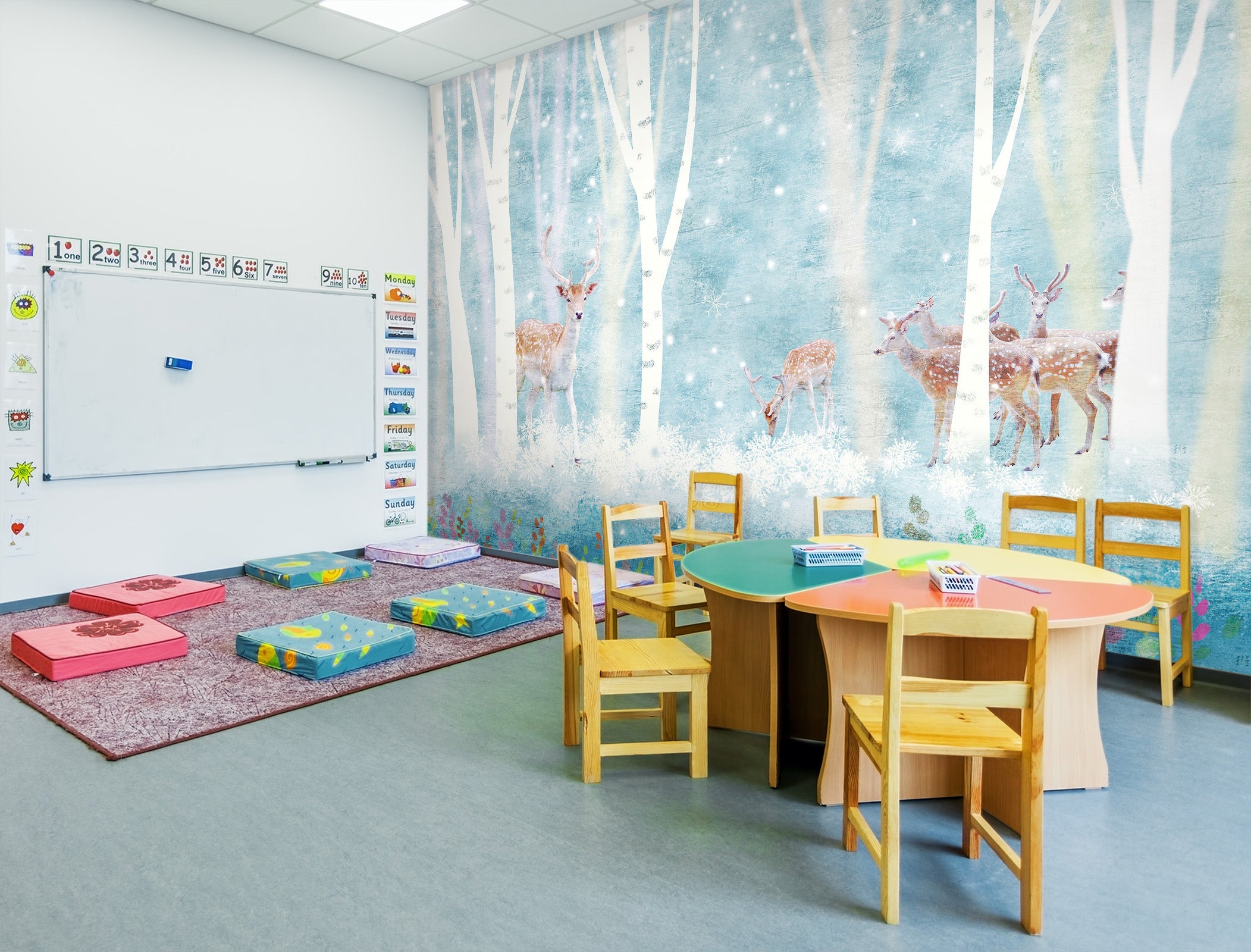 3D Forest Sika Deer 045 Wall Murals