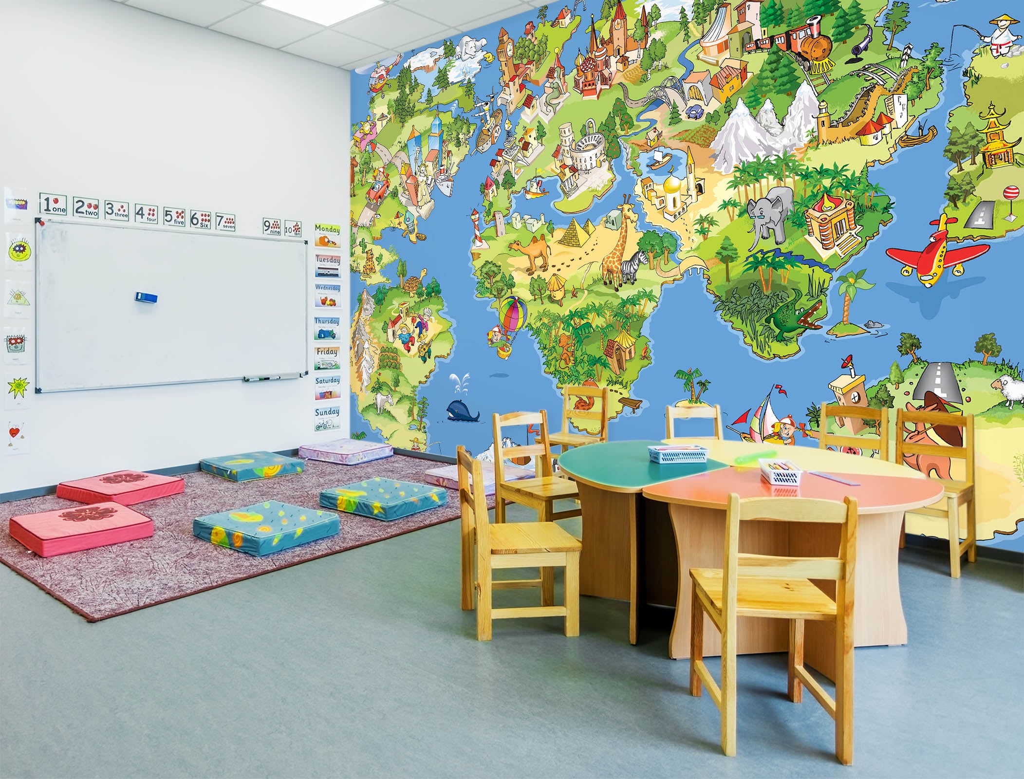 3D Oasis Sea 2017 World Map Wall Murals