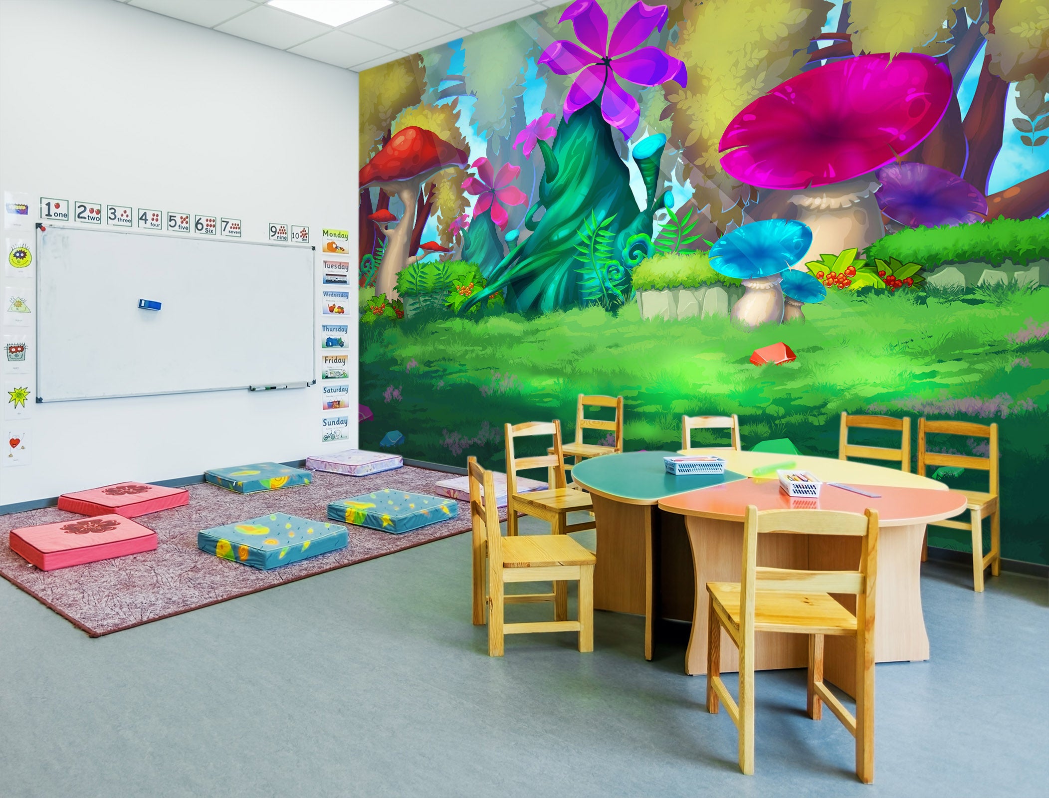 3D Colored Mushrooms 279 Wall Murals