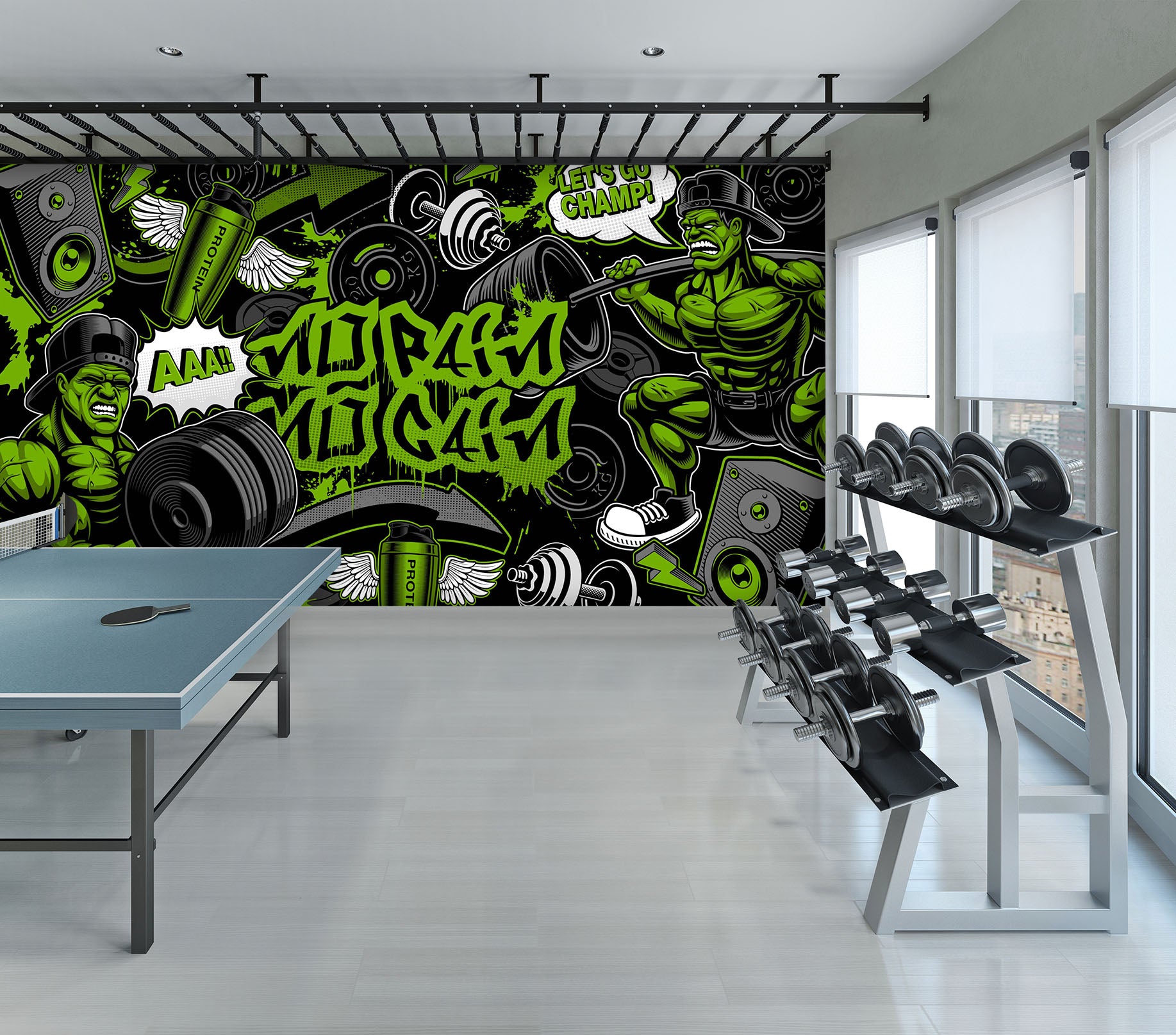 3D Green Pattern 301 Wall Murals