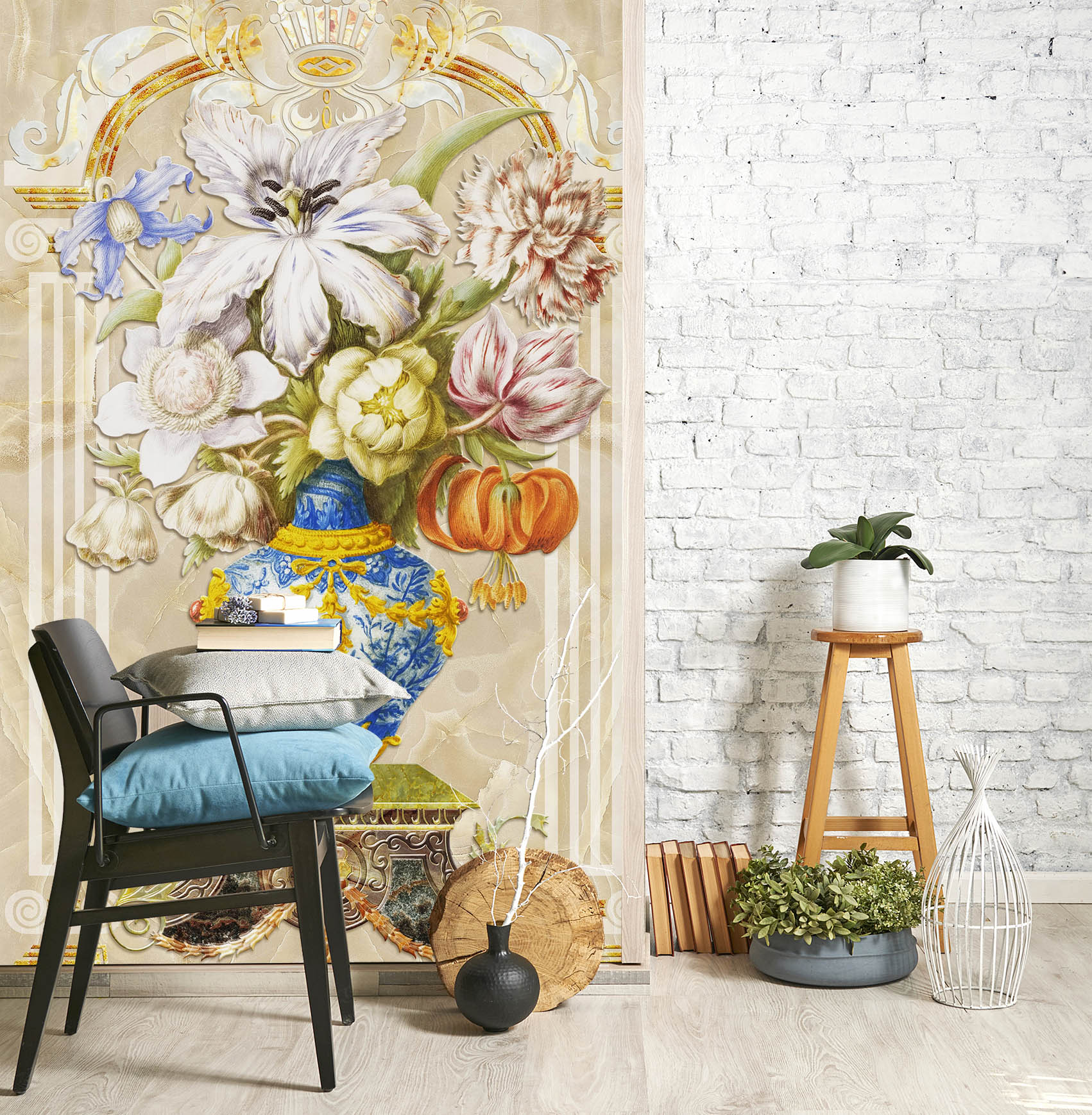 3D Vase Flowers 1863 Wall Murals