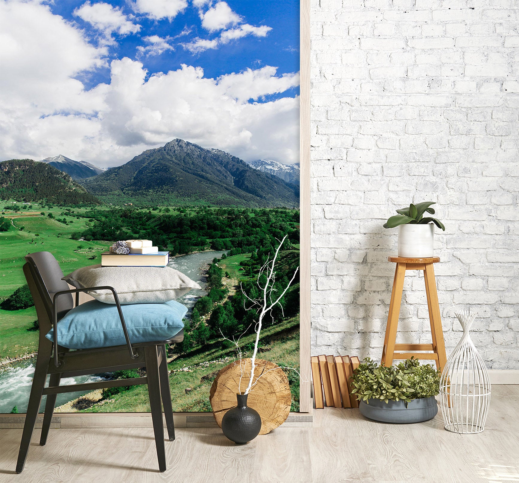 3D Mountain Forest River 108 Wall Murals