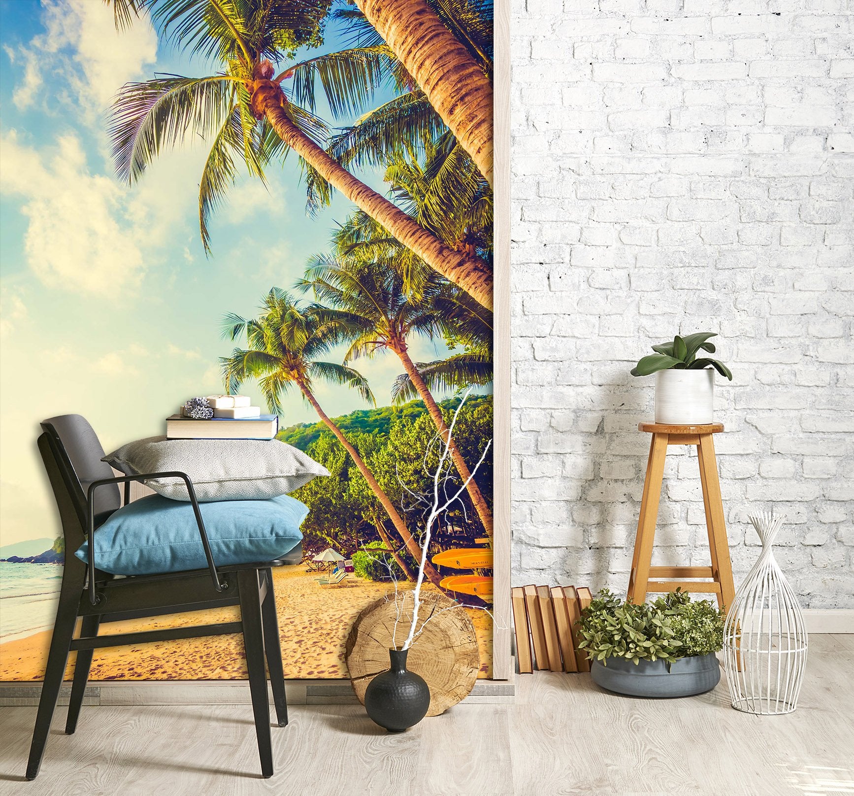 3D Beach Coconut Tree 109 Wall Murals Wallpaper AJ Wallpaper