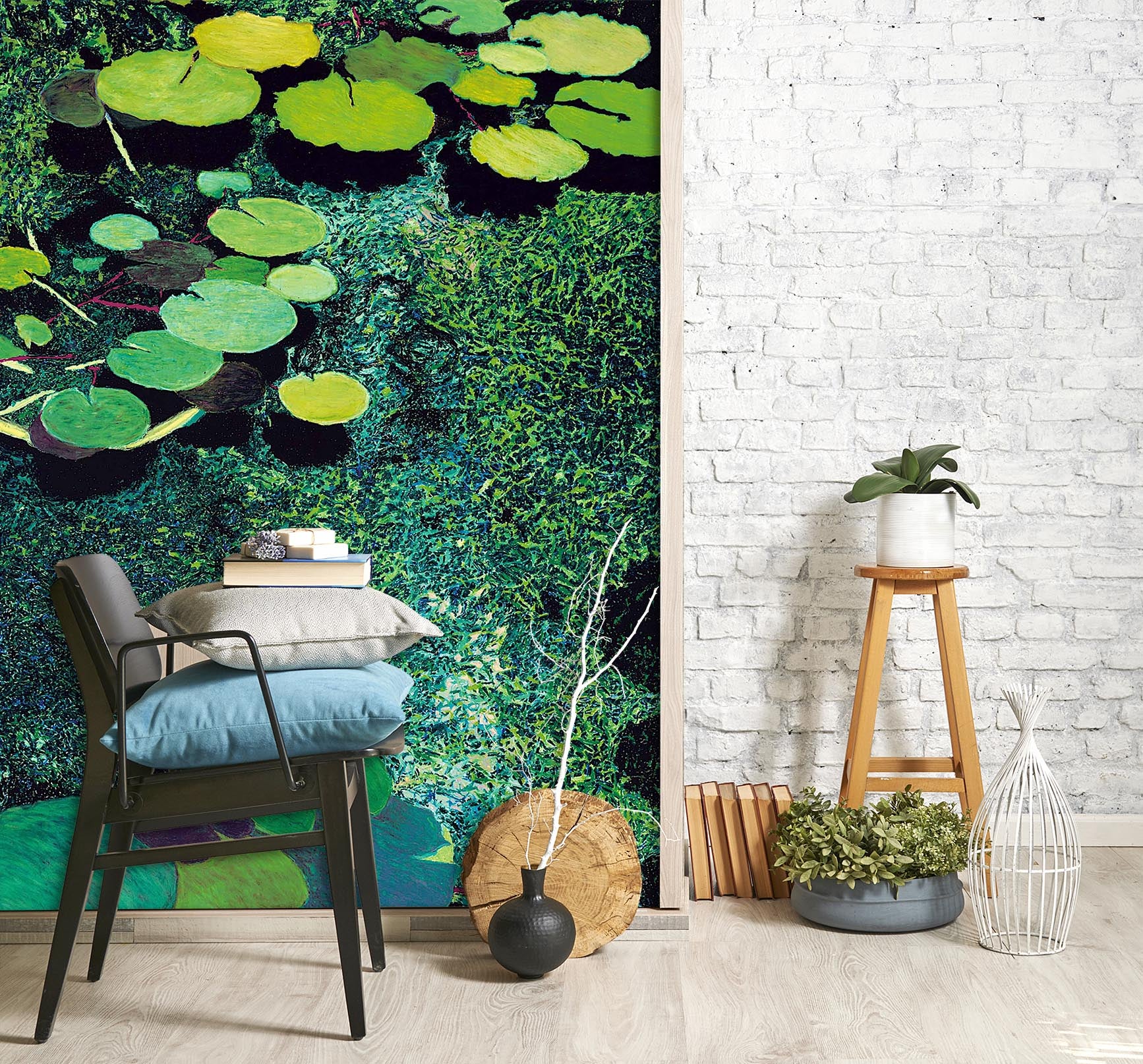 3D Green Shimmering Pond 1402 Allan P. Friedlander Wall Mural Wall Murals