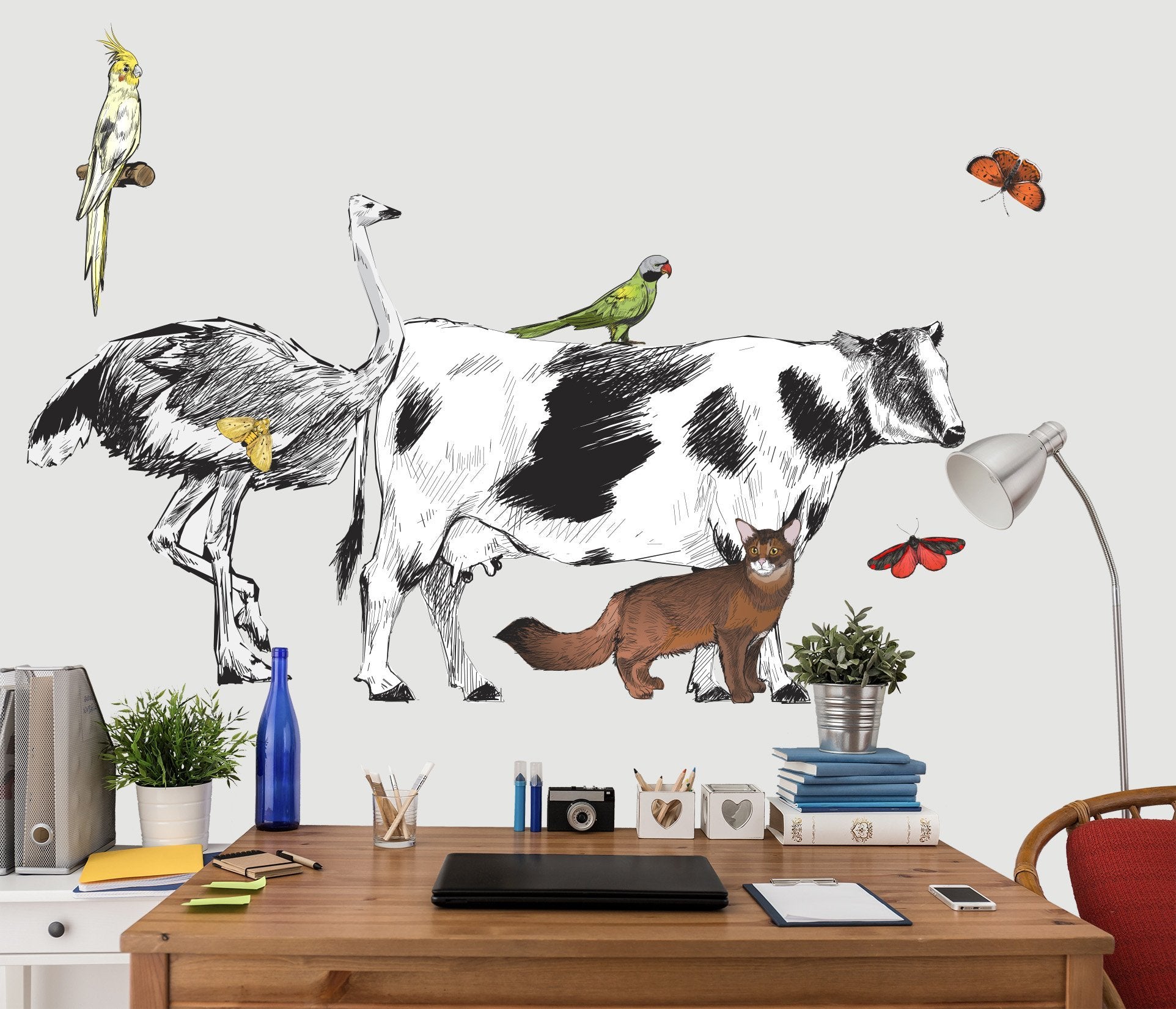 3D Ostrich Cattle 065 Animals Wall Stickers Wallpaper AJ Wallpaper