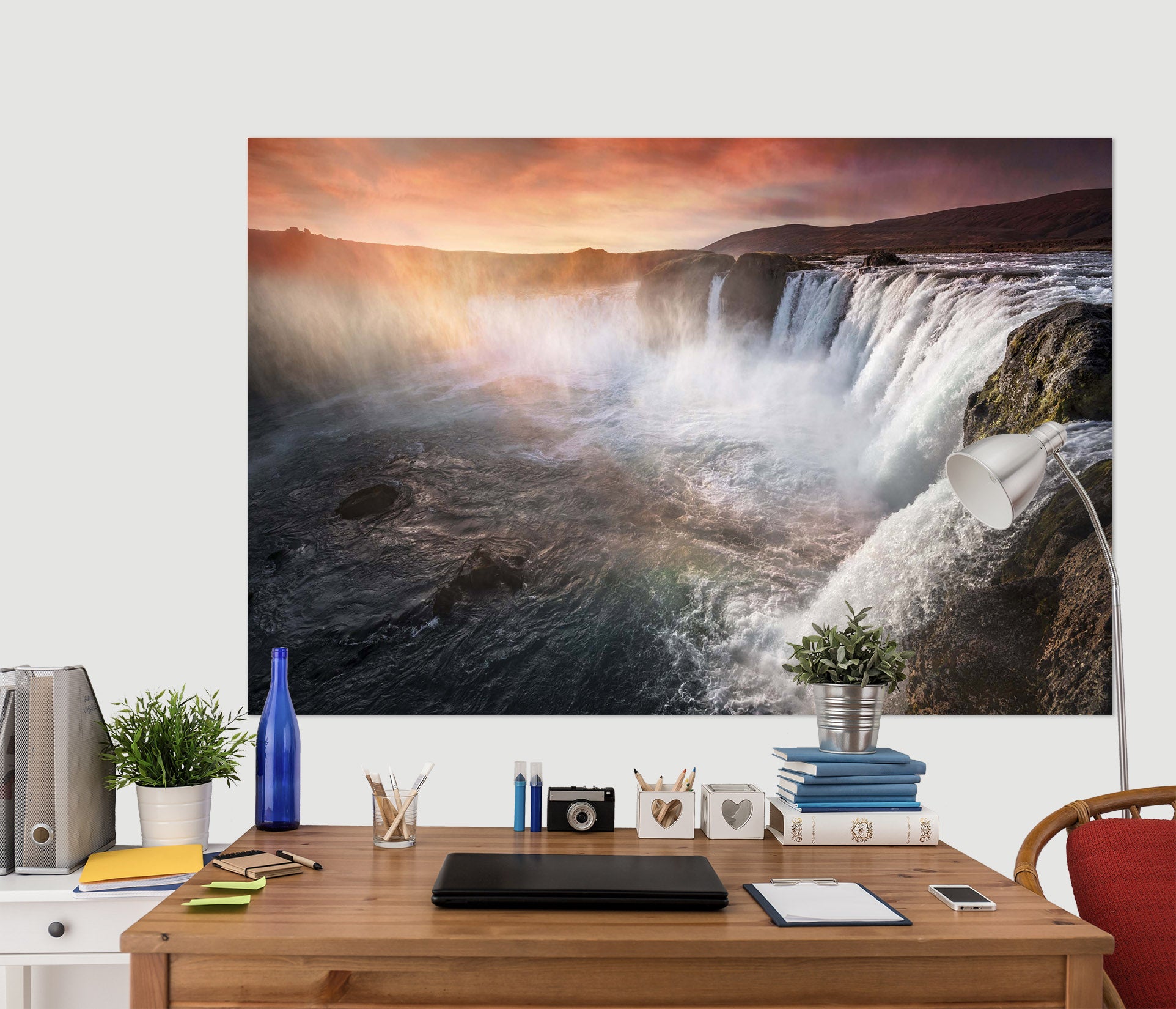 3D Canyon Waterfall 160 Marco Carmassi Wall Sticker