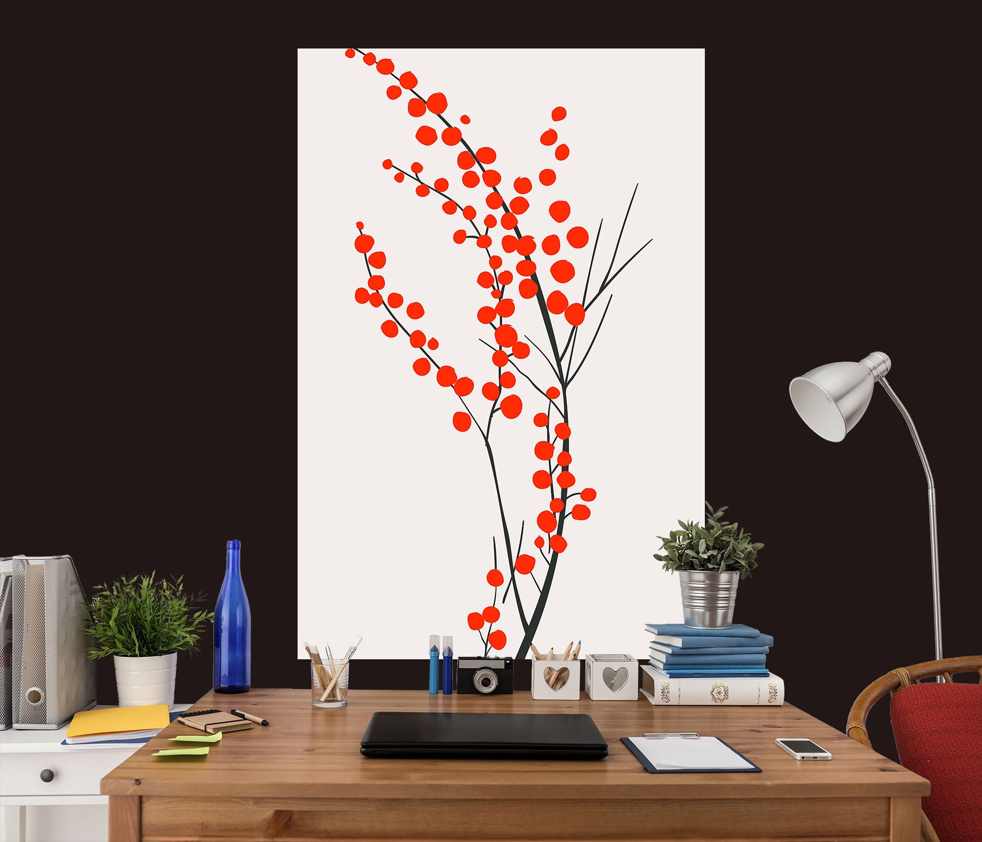 3D Red Tree 249 Boris Draschoff Wall Sticker