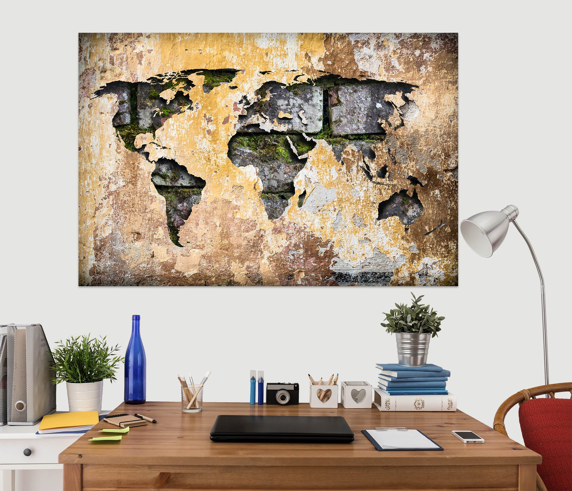 3D Vintage Paper 236 World Map Wall Sticker