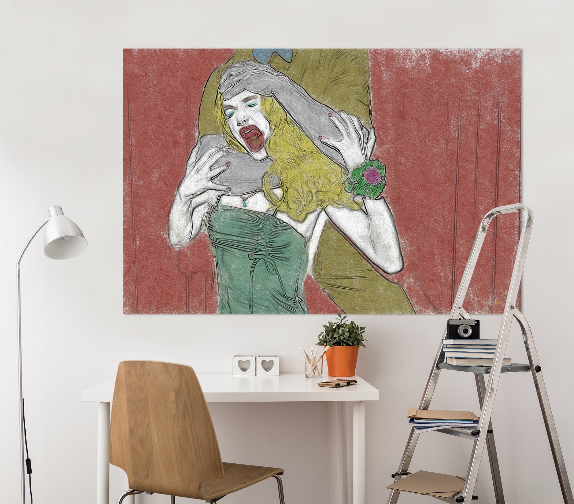 3D Painted Girl 013 Marco Cavazzana Wall Sticker