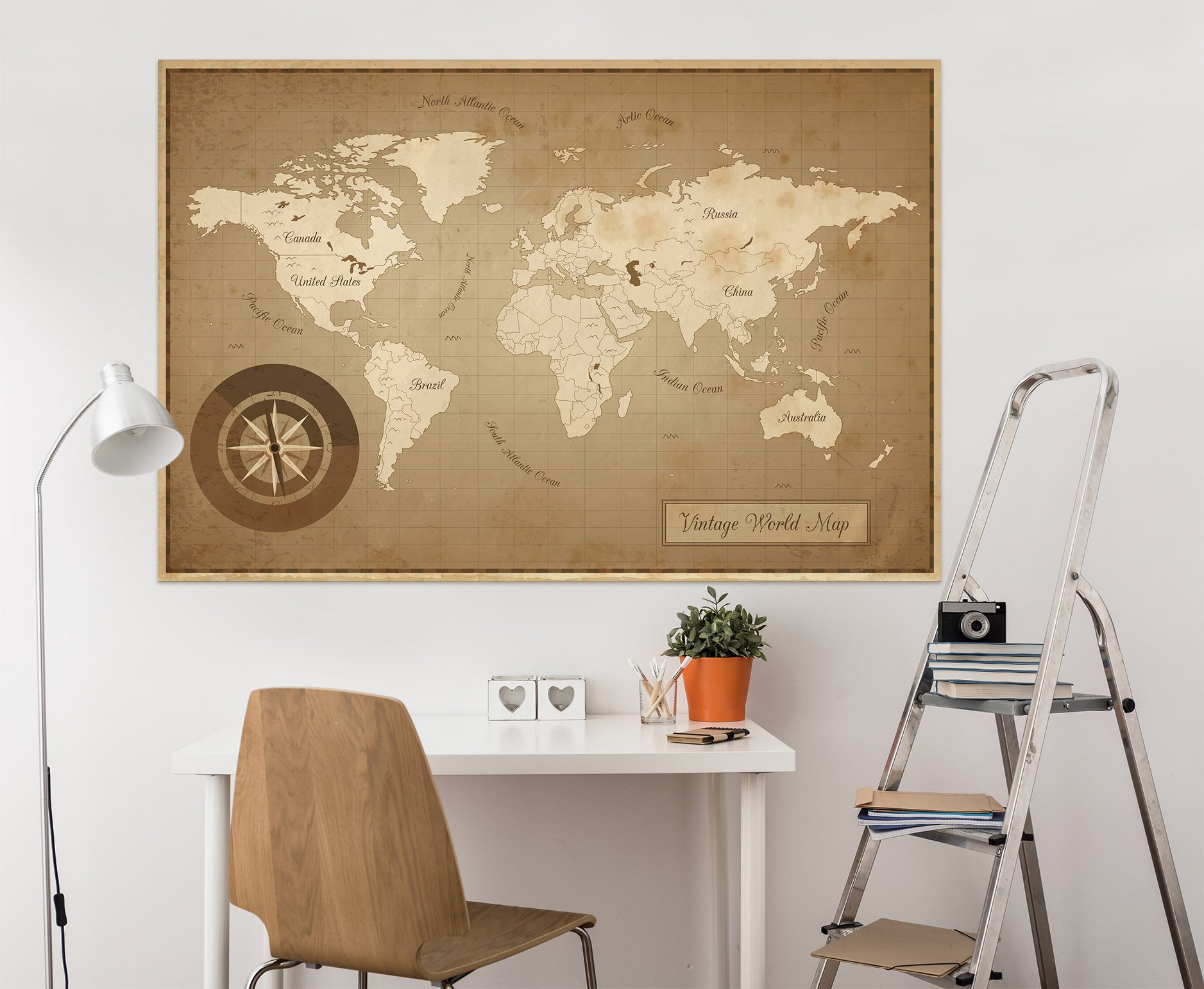 3D Nautical Route 296 World Map Wall Sticker