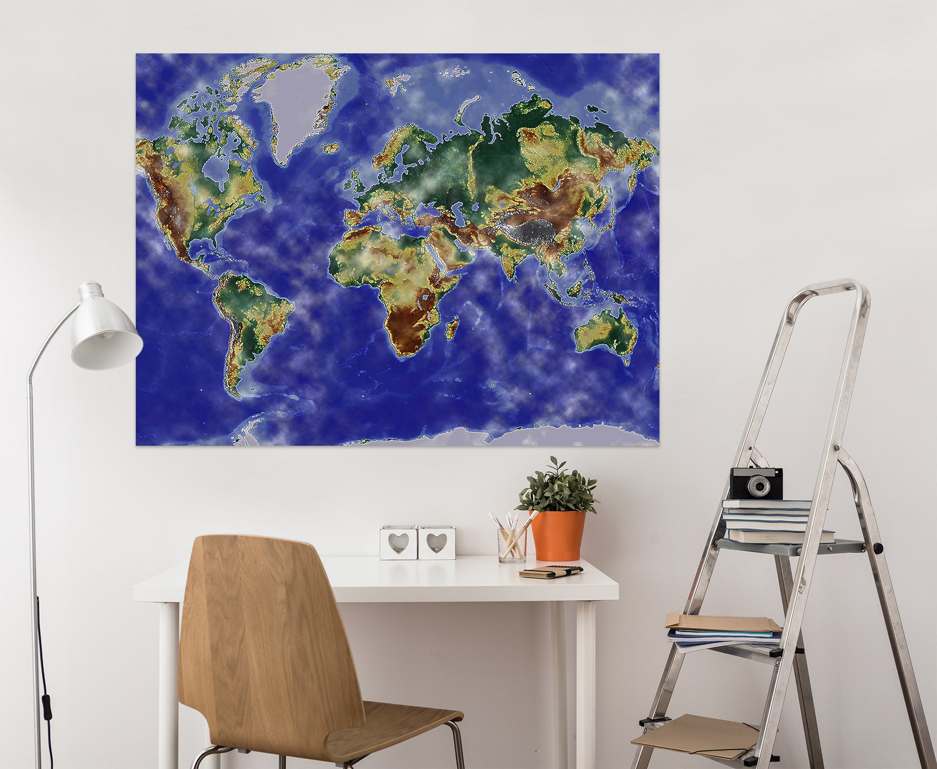 3D Sea Wave 272 World Map Wall Sticker