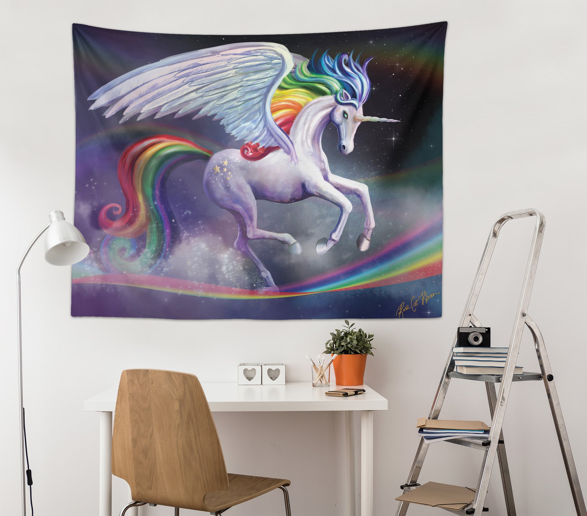 3D Rainbow Unicorn 957 Rose Catherine Khan Tapestry Hanging Cloth Hang