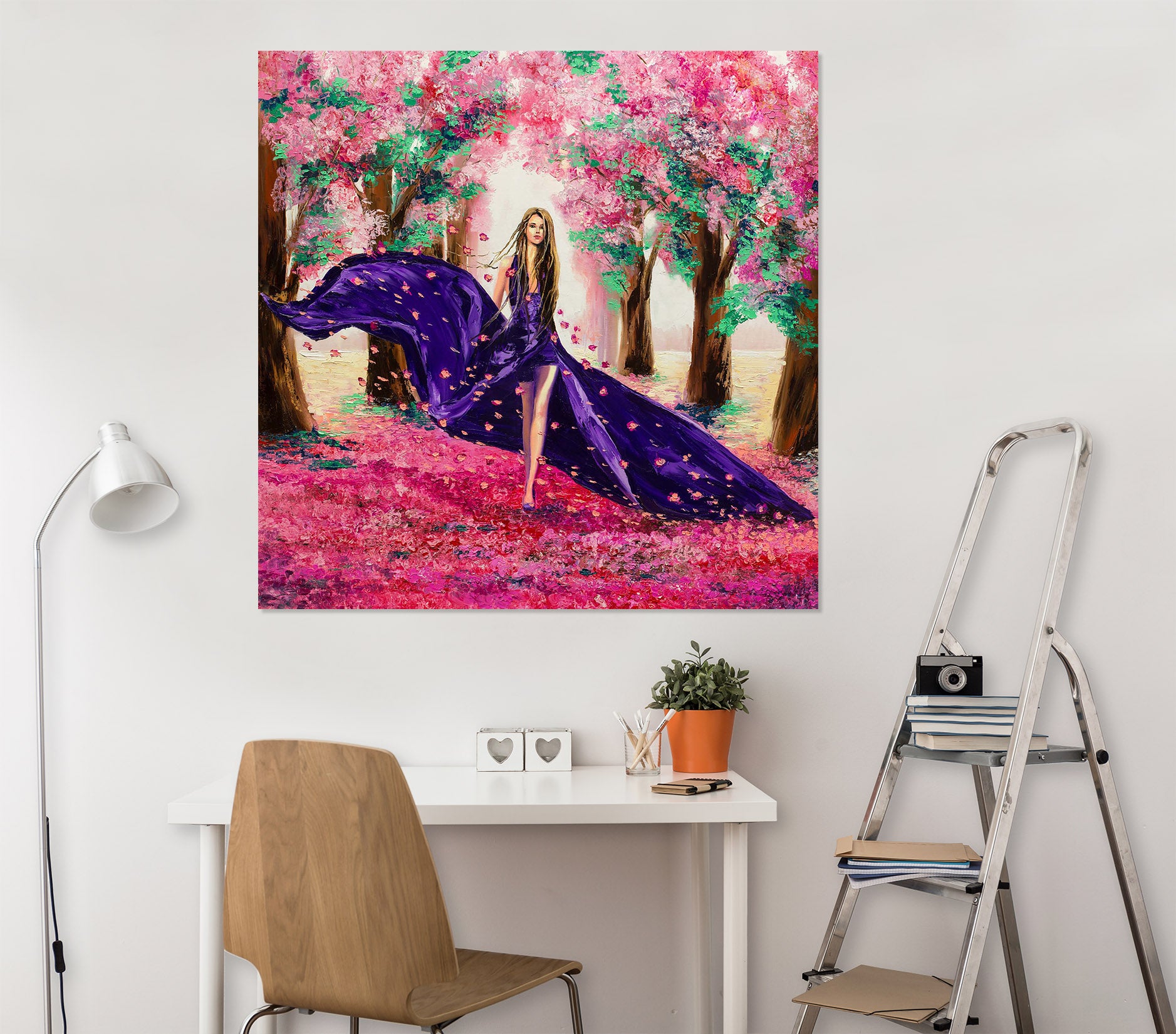 3D Cherry Blossoms Woman 1028 Wall Sticker