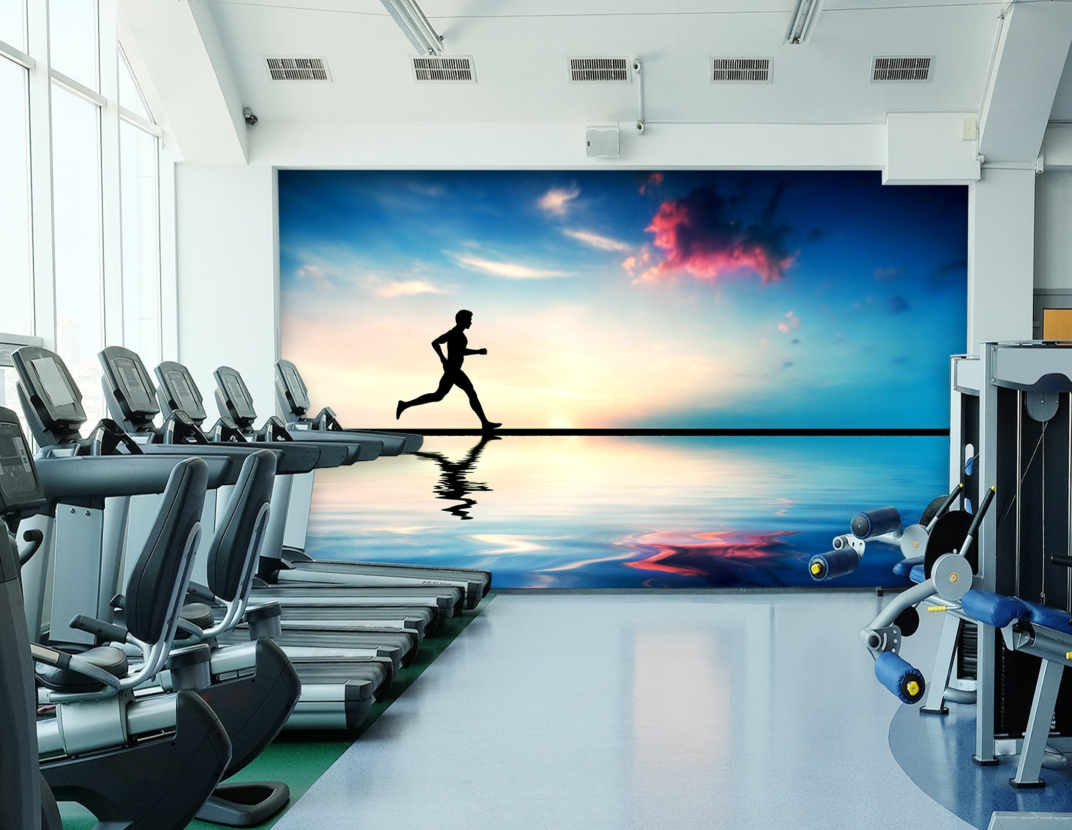 3D Beach Running 226 Wall Murals