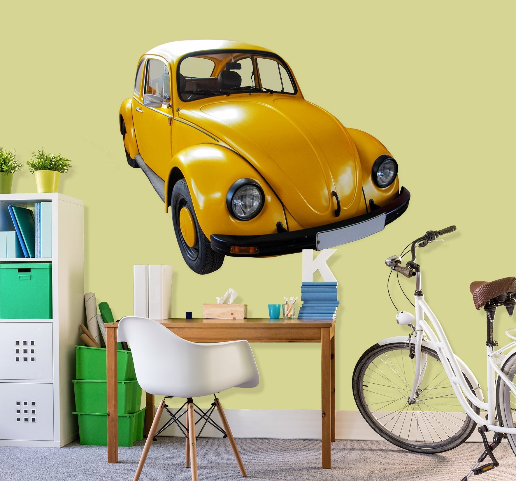 3D Yello Bettles 0127 Vehicles Wallpaper AJ Wallpaper