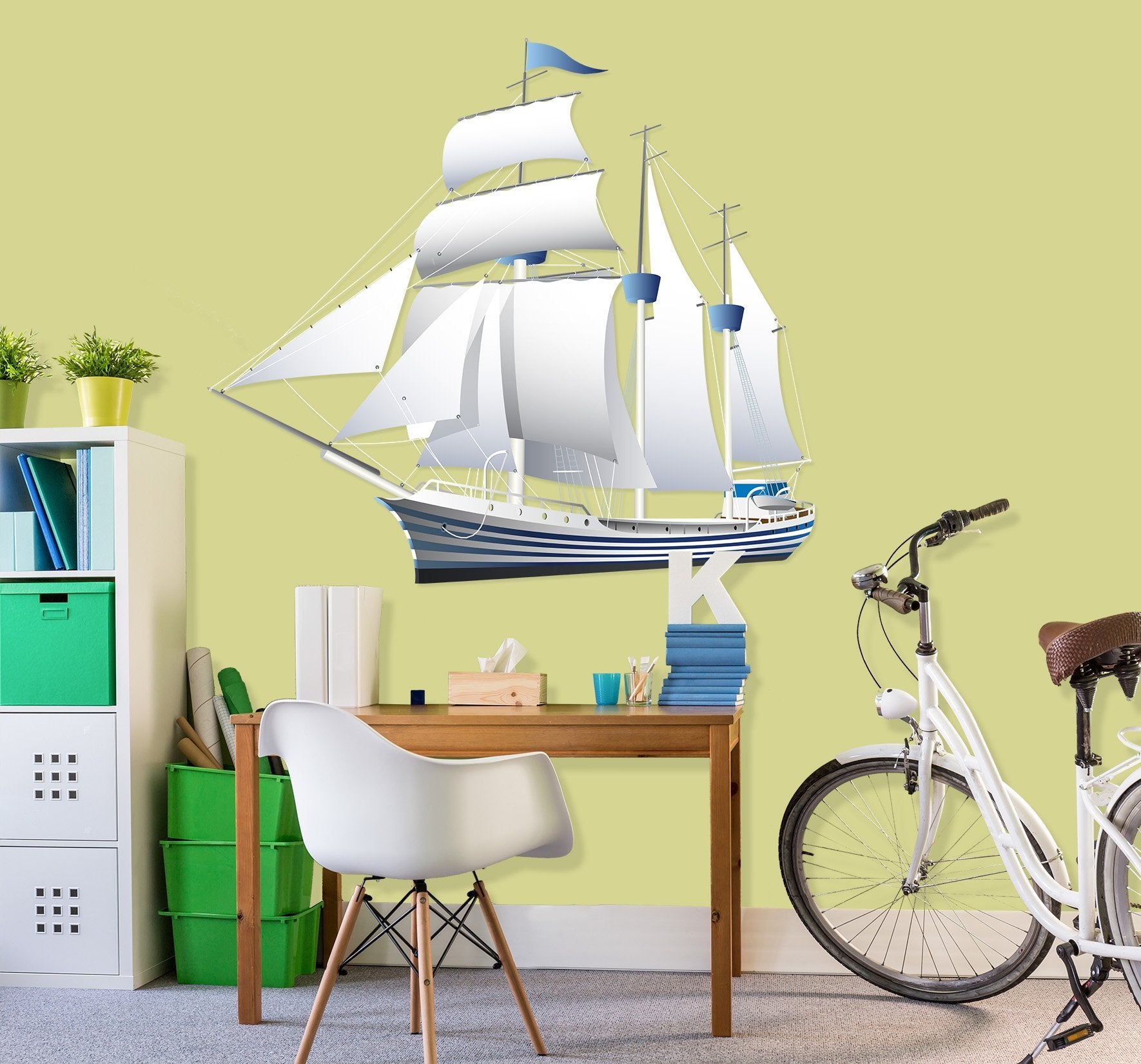 3D White Sailboat 0031 Vehicles Wallpaper AJ Wallpaper