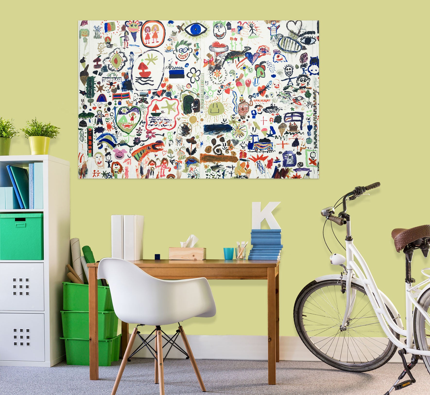 3D Wall Painting Crayon 1068 Wall Sticker