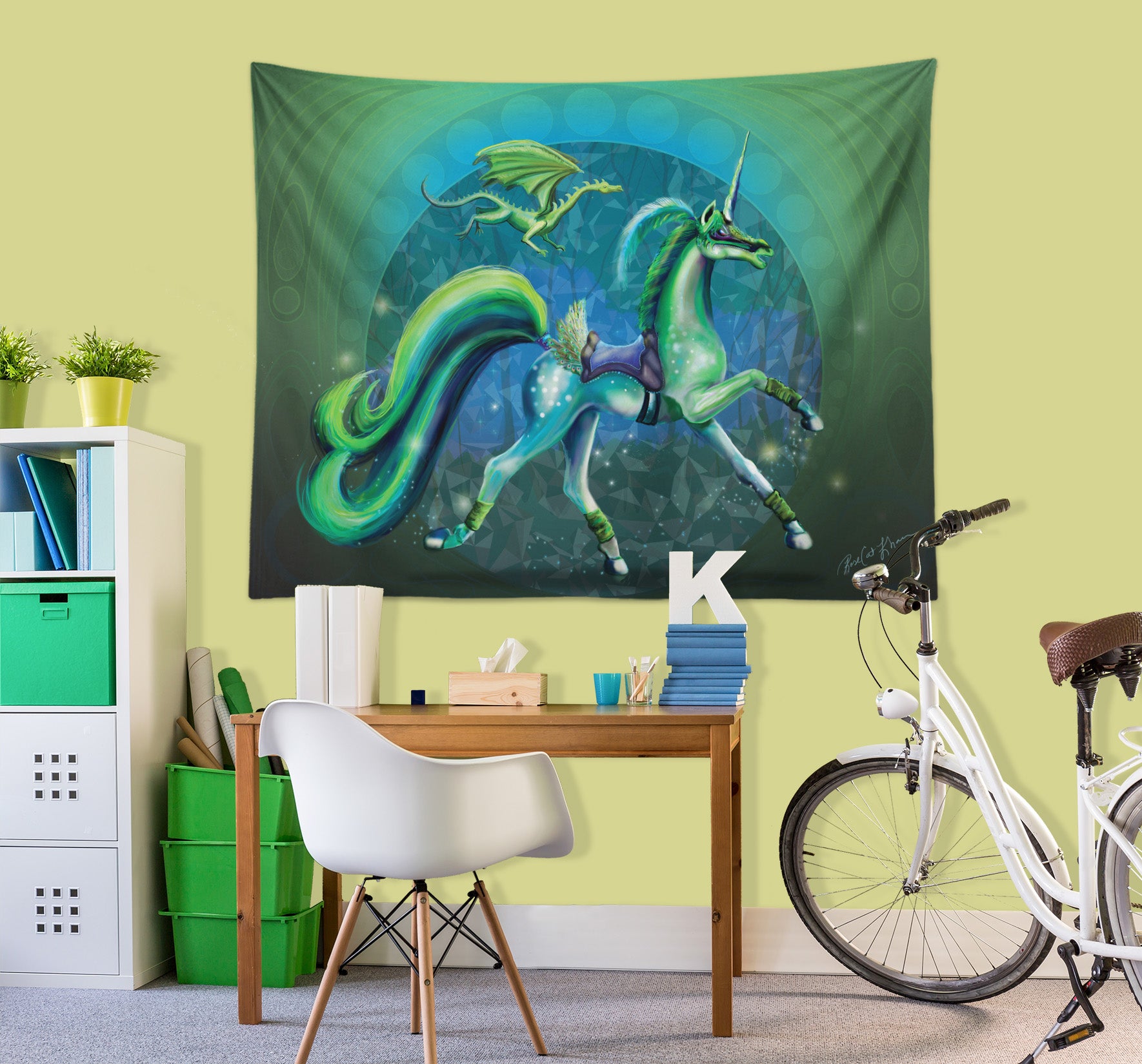 3D Unicorn Forest 5205 Rose Catherine Khan Tapestry Hanging Cloth Hang