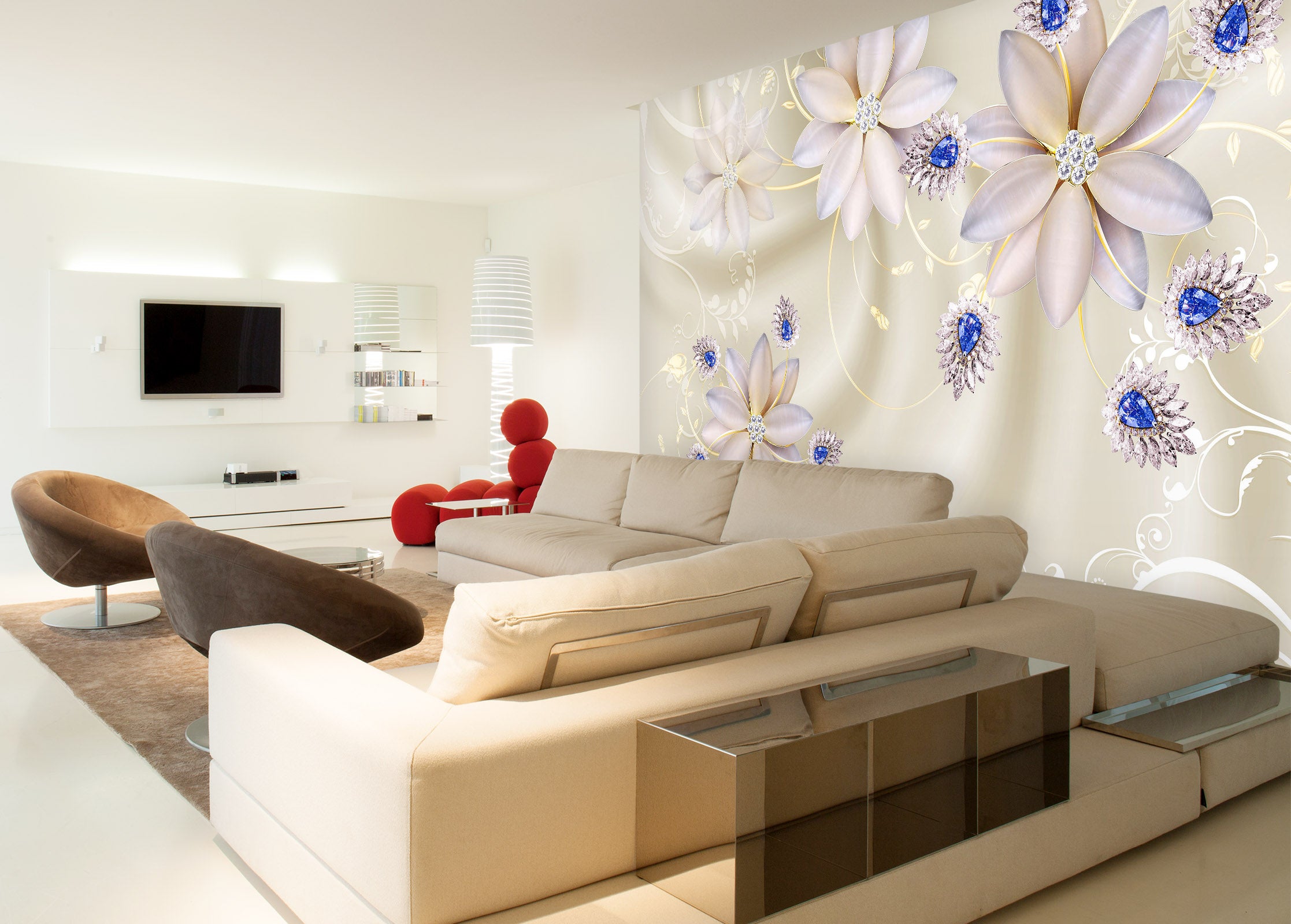 3D Blue Petals 1492 Wall Murals