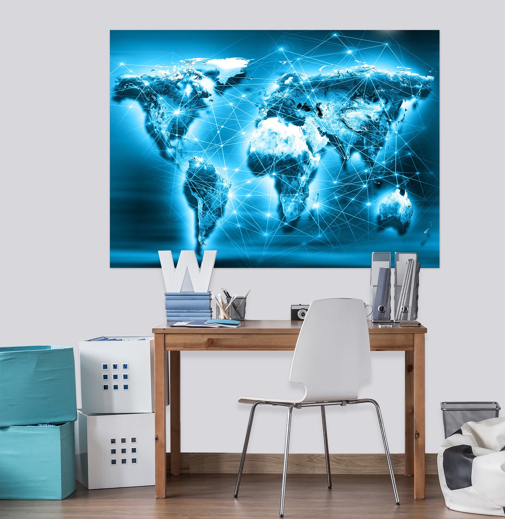 3D Blue Sky 244 World Map Wall Sticker