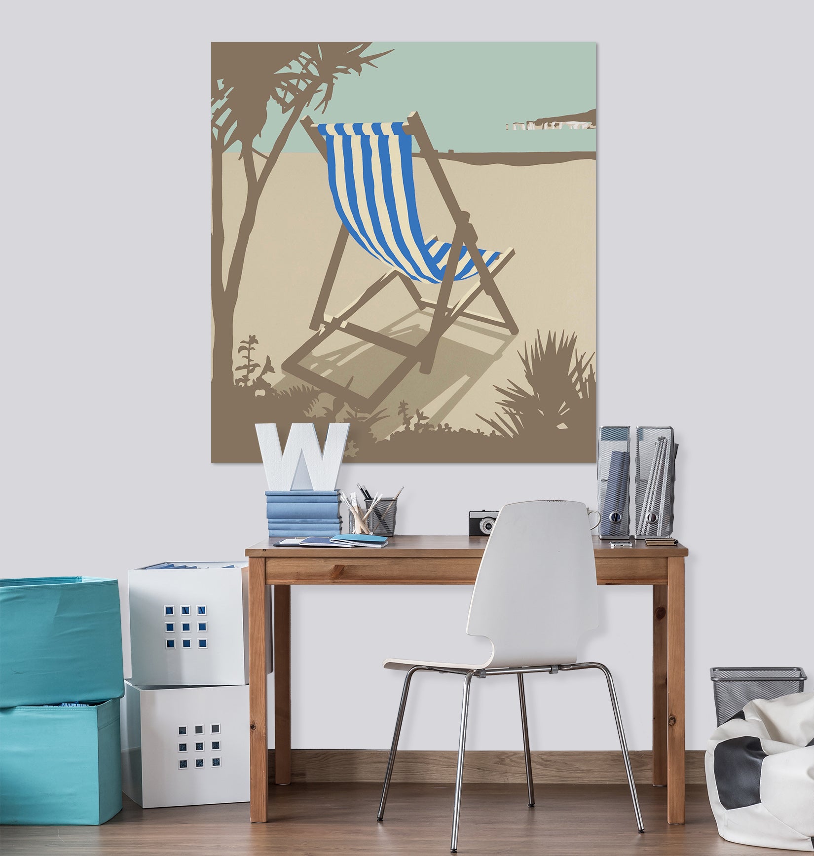 3D Bournemouth Blue Deckchair 017 Steve Read Wall Sticker