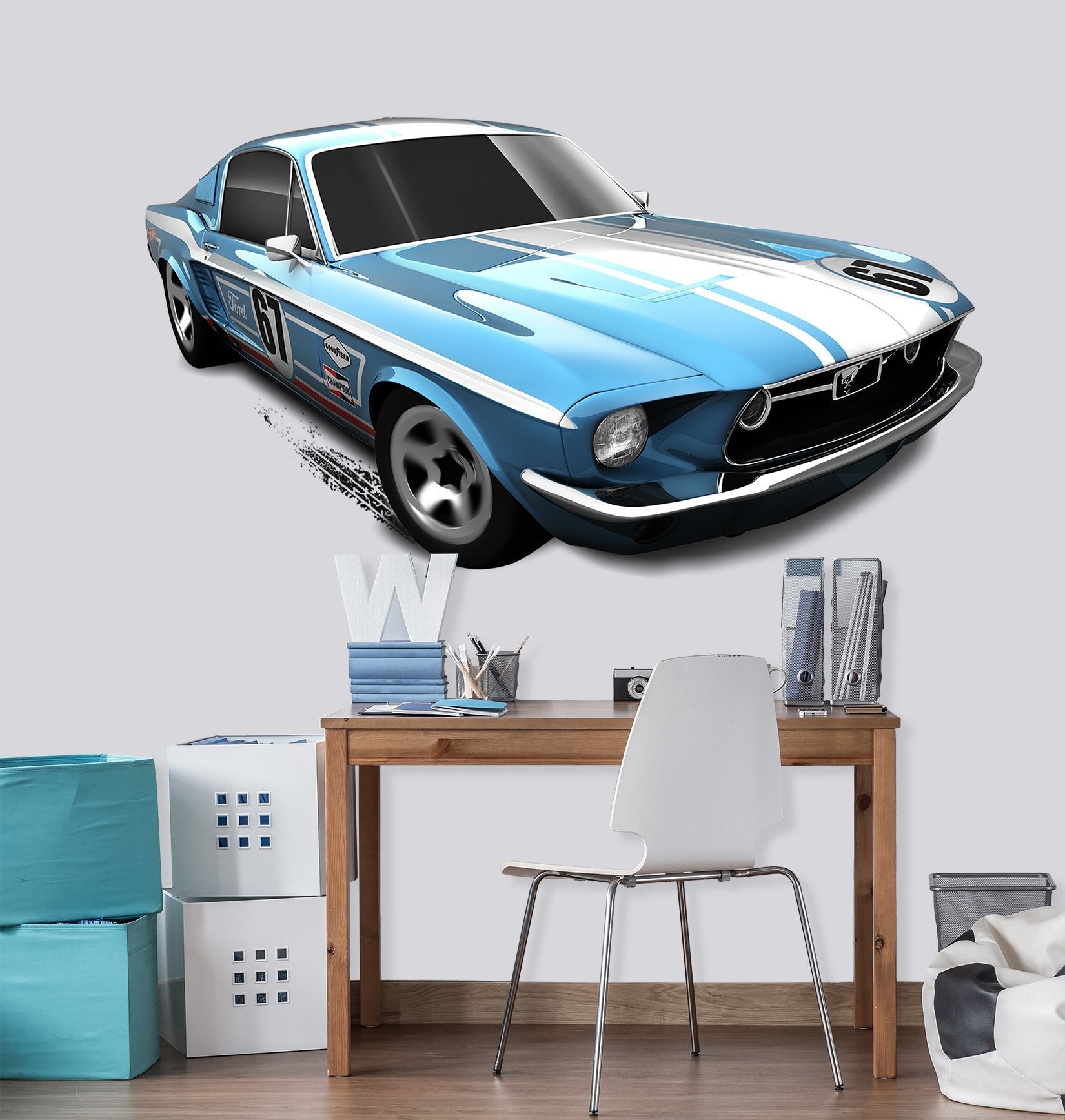 3D Wild Horse Silver black 0315 Vehicles Wallpaper AJ Wallpaper