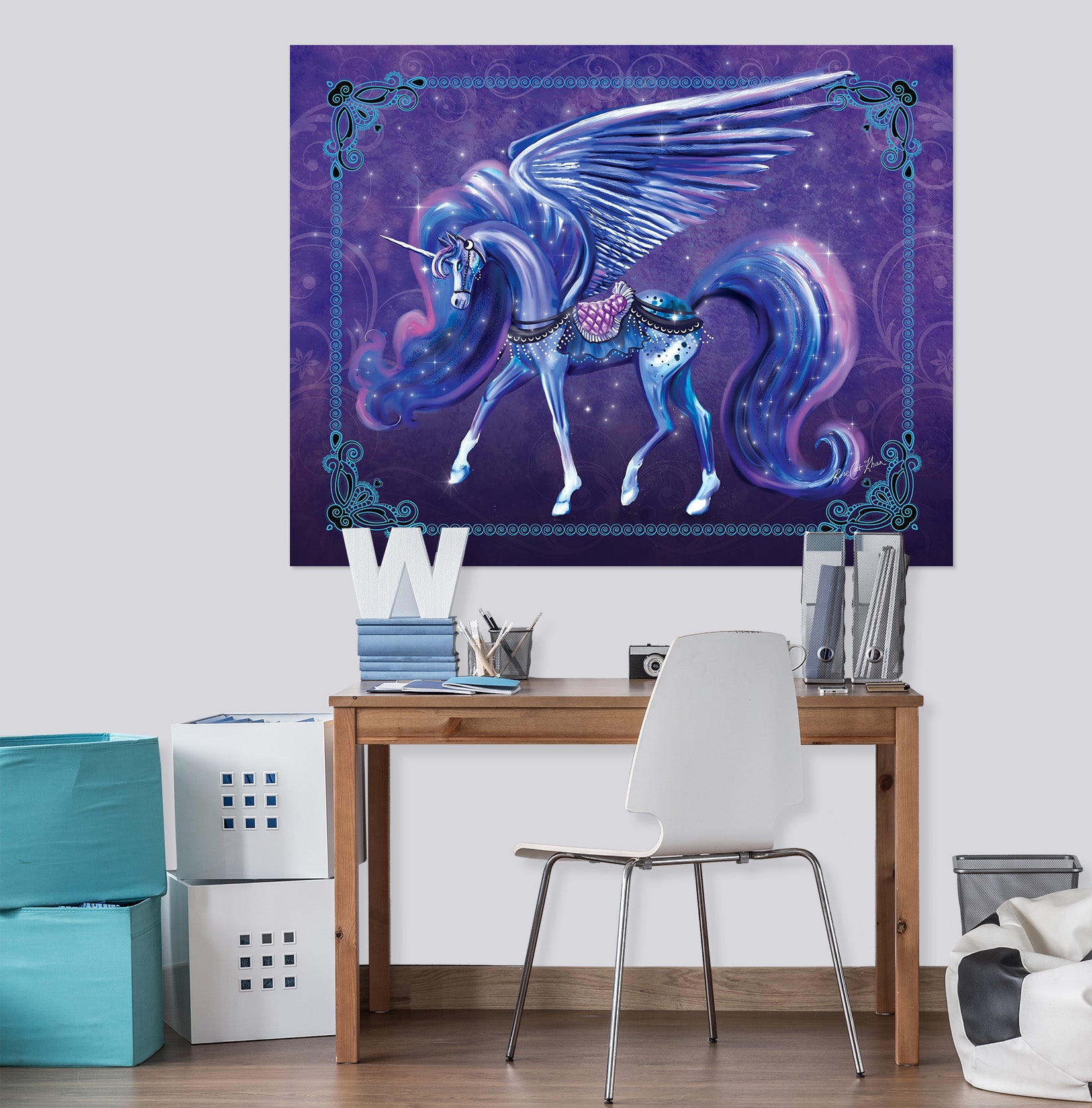 3D Winged Unicorn 203 Rose Catherine Khan Wall Sticker