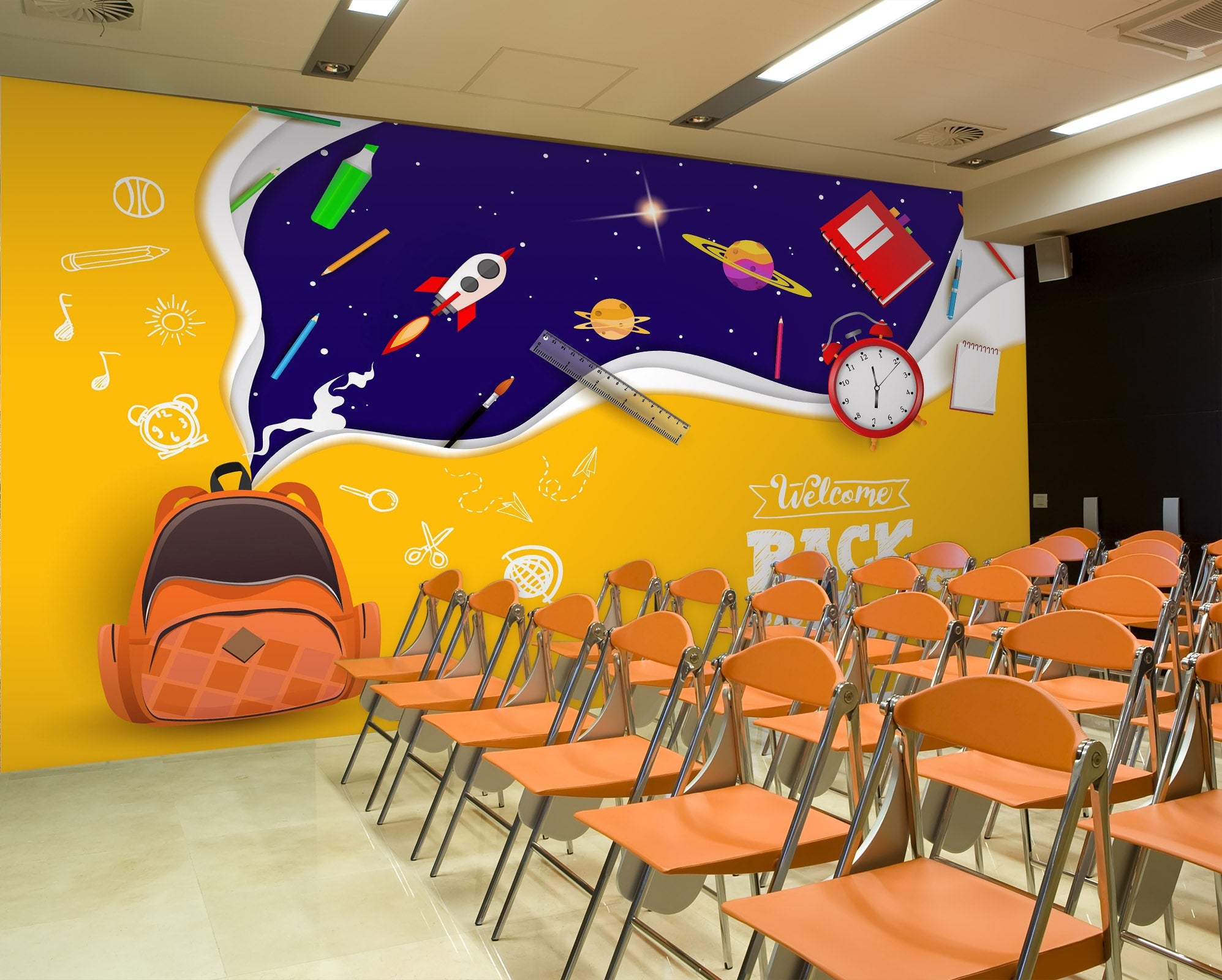 3D School Bag Rocket 203 Wall Murals Wallpaper AJ Wallpaper 2