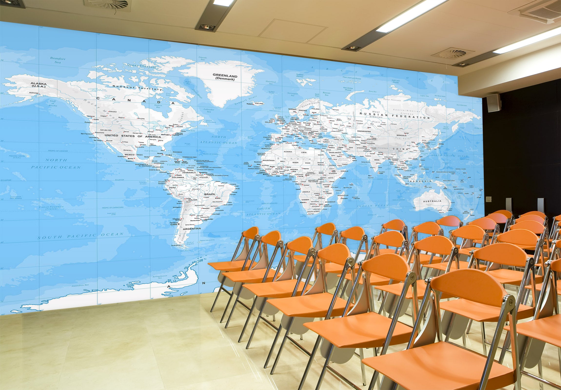 3D White Pattern 2126 World Map Wall Murals