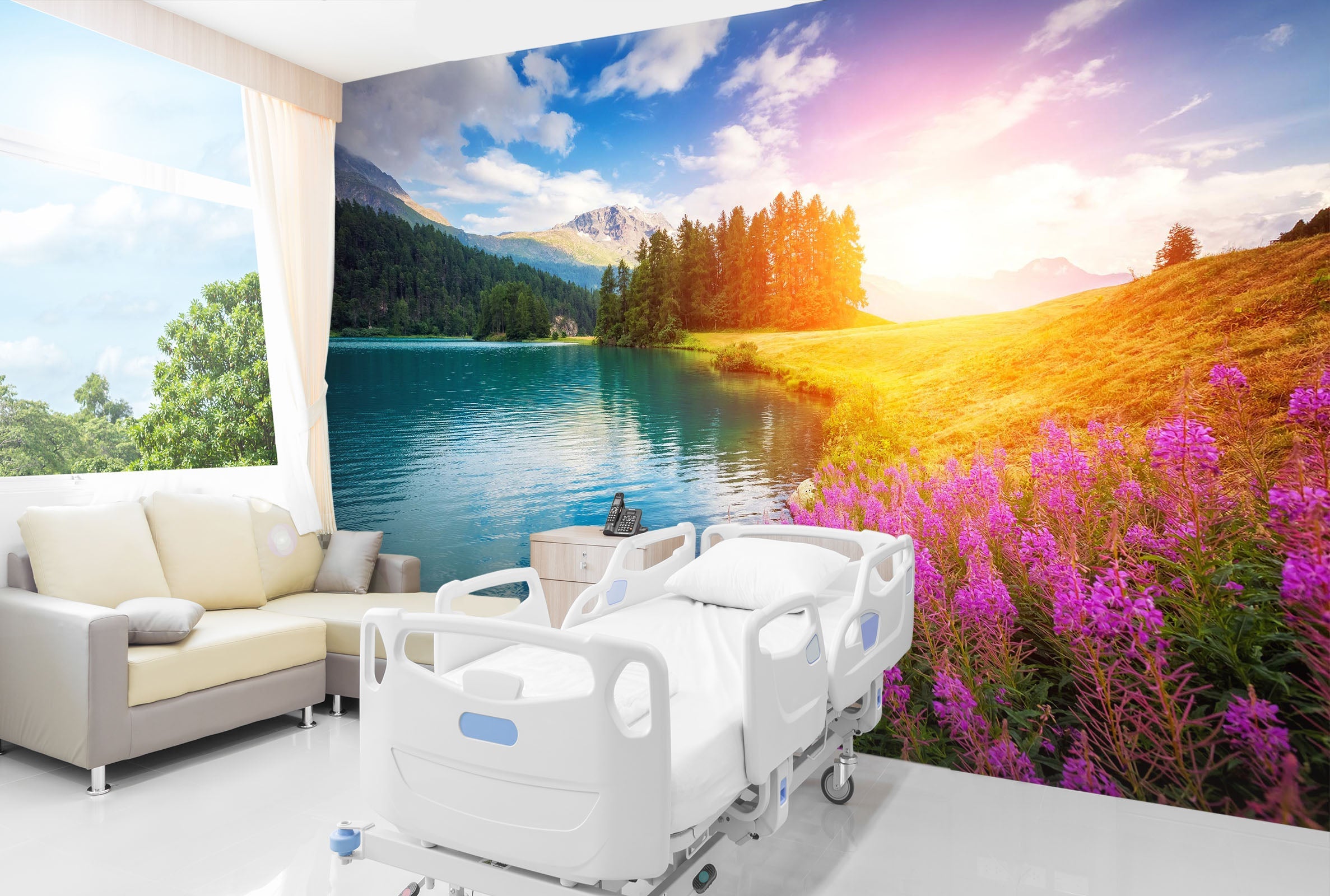 3D Sunset Lake 03 Wall Murals Wallpaper AJ Wallpaper 2