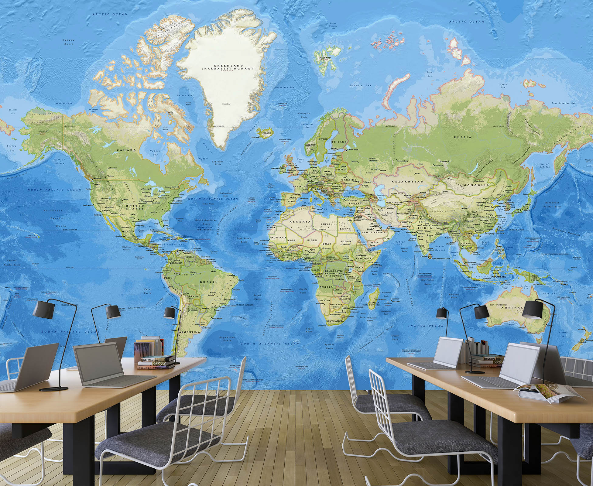 3D Sea Island 2143 World Map Wall Murals