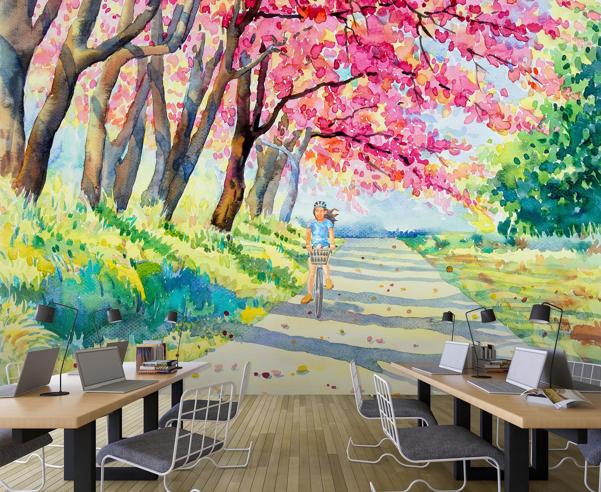 3D Petal Ggirl Bicycle 201 Wall Murals Wallpaper AJ Wallpaper 2