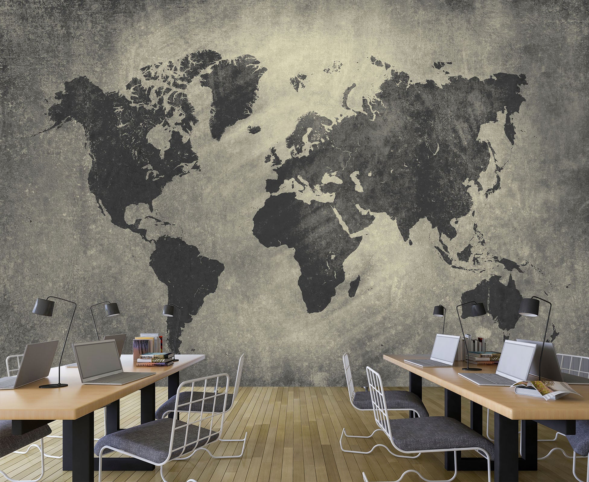 3D Black Pattern 2031 World Map Wall Murals