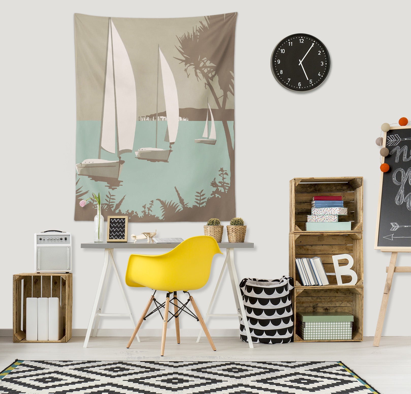 3D White Sailboat 5362 Steve Read Tapestry Hanging Cloth Hang