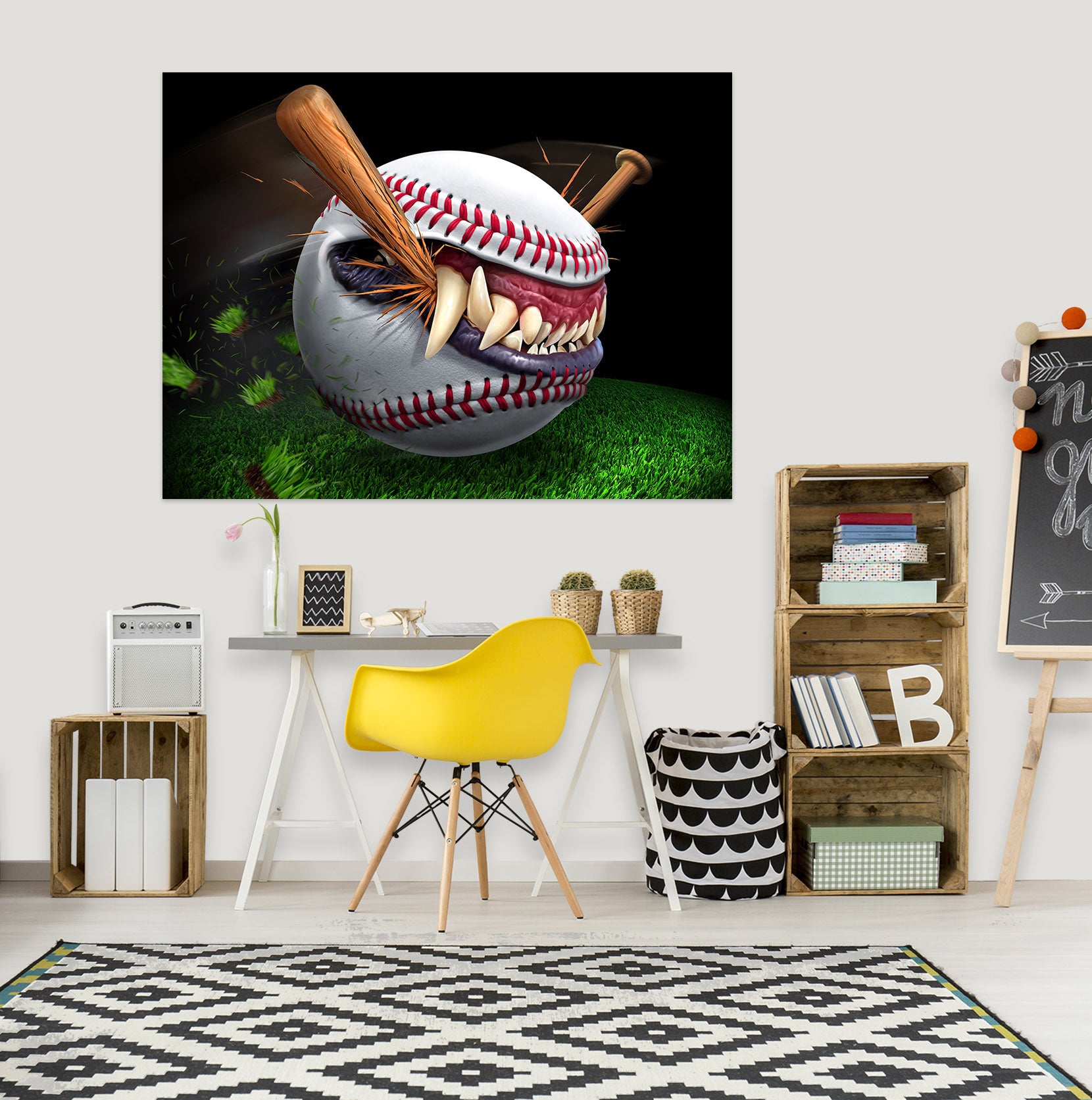 3D Baseball Teeth 5095 Tom Wood Wall Sticker