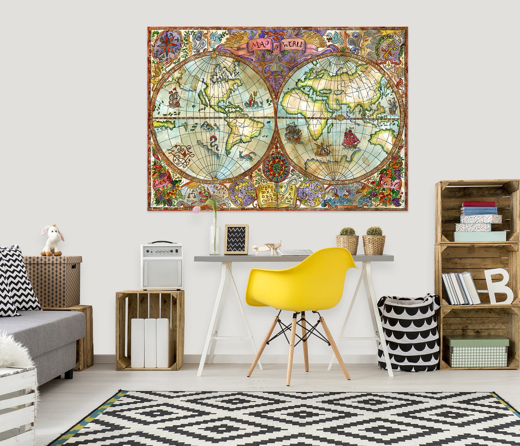 3D Precision Painting 230 World Map Wall Sticker